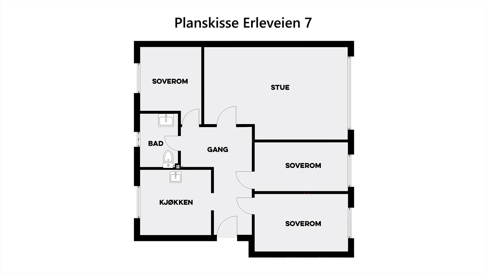 Plantegning av leiligheten som ligger i byggets 2. etasje. Leiligheten disponerer også totalt fire boder. Galleribilde