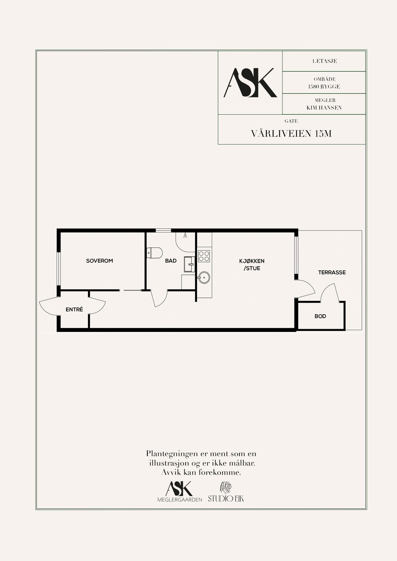 Plantegning - den aktuelle leiligheten ligger i 1. etasje og har trappefri adkomst Galleribilde