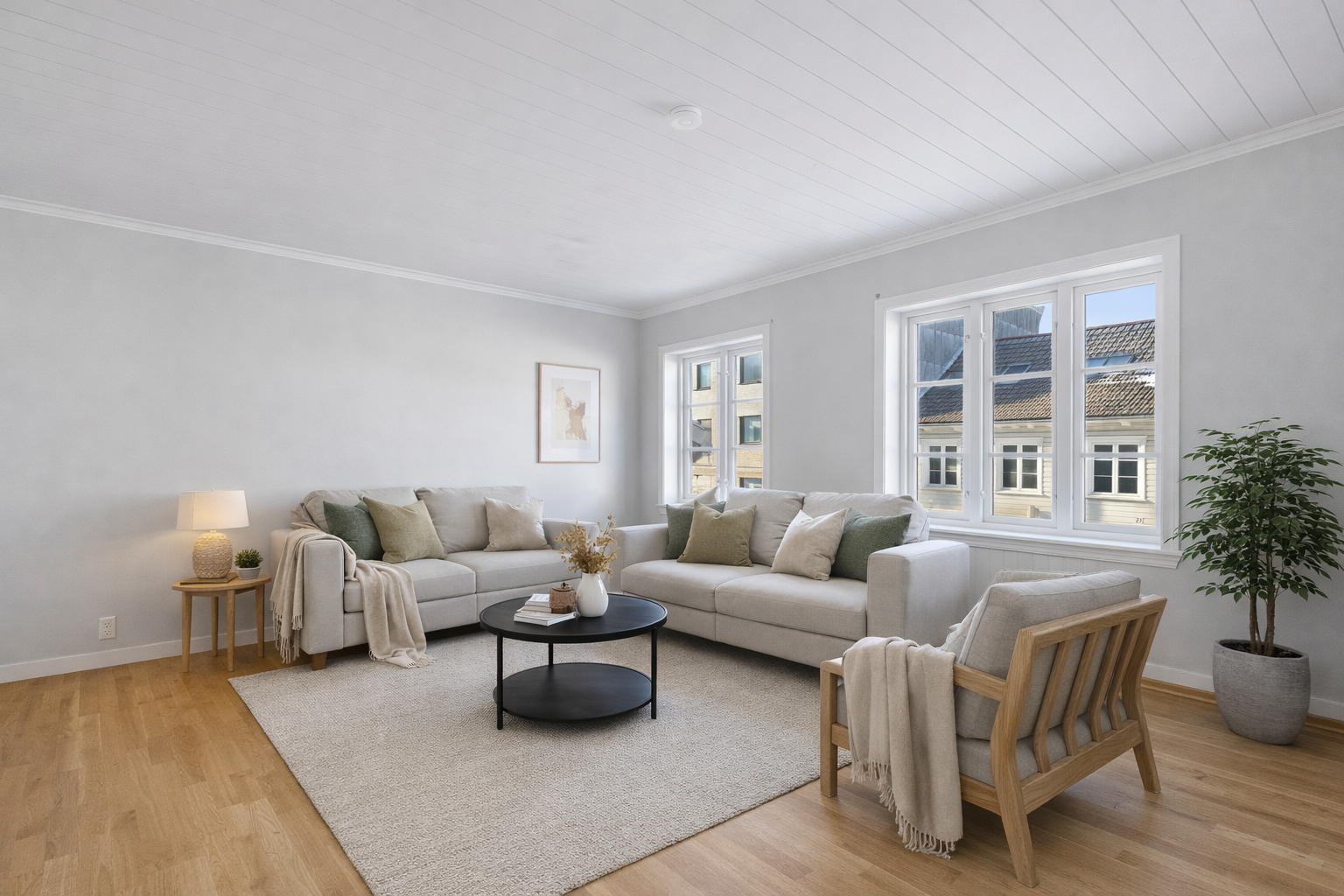 Digitalt inspirasjonsbilde stue i 2. etg.
Ikke nøyaktig målsatt og avvik i rommets utforming kan forekomme. Galleribilde