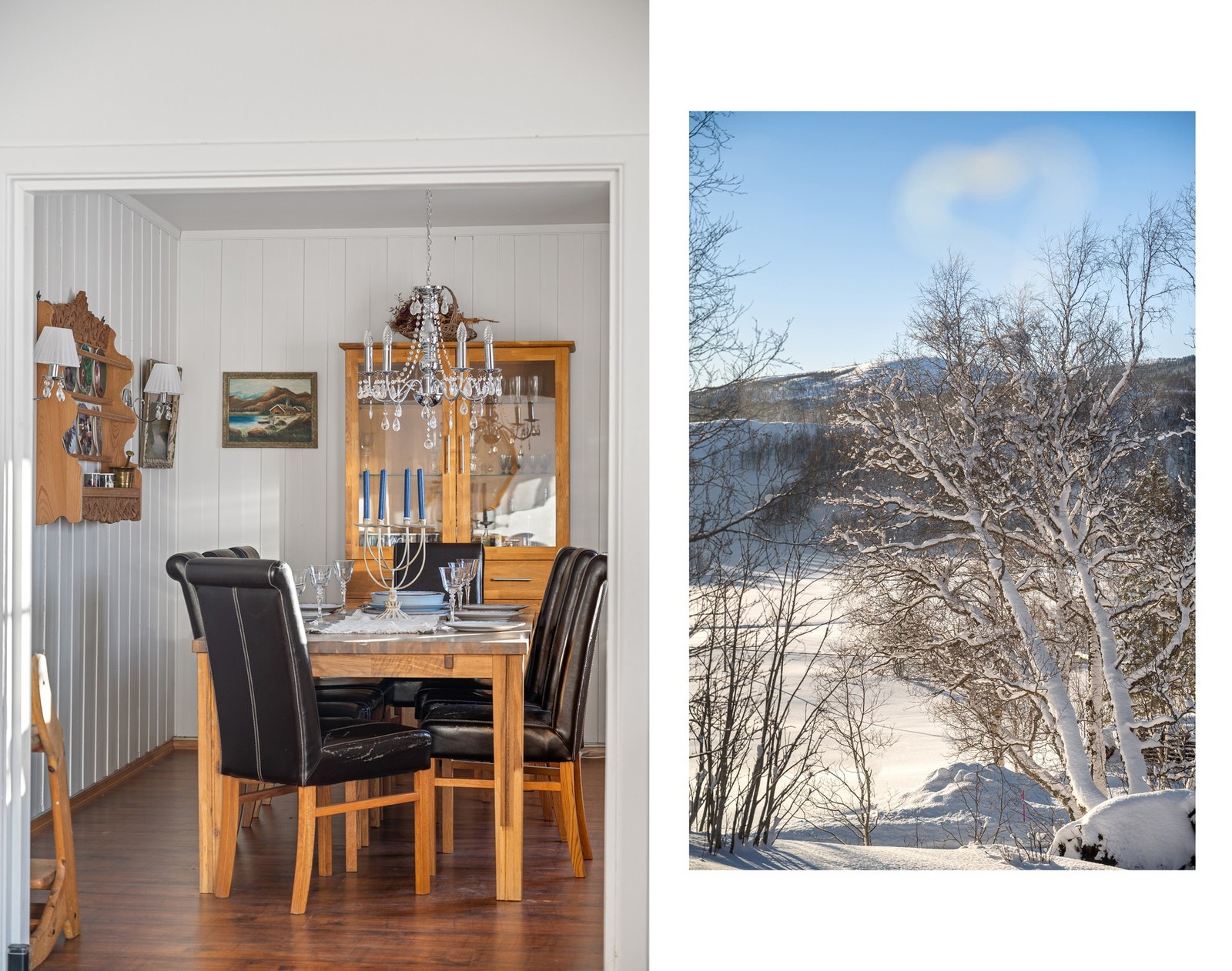 Nydelig utsikt kan nytes fra flere rom, her fra spisestua Galleribilde