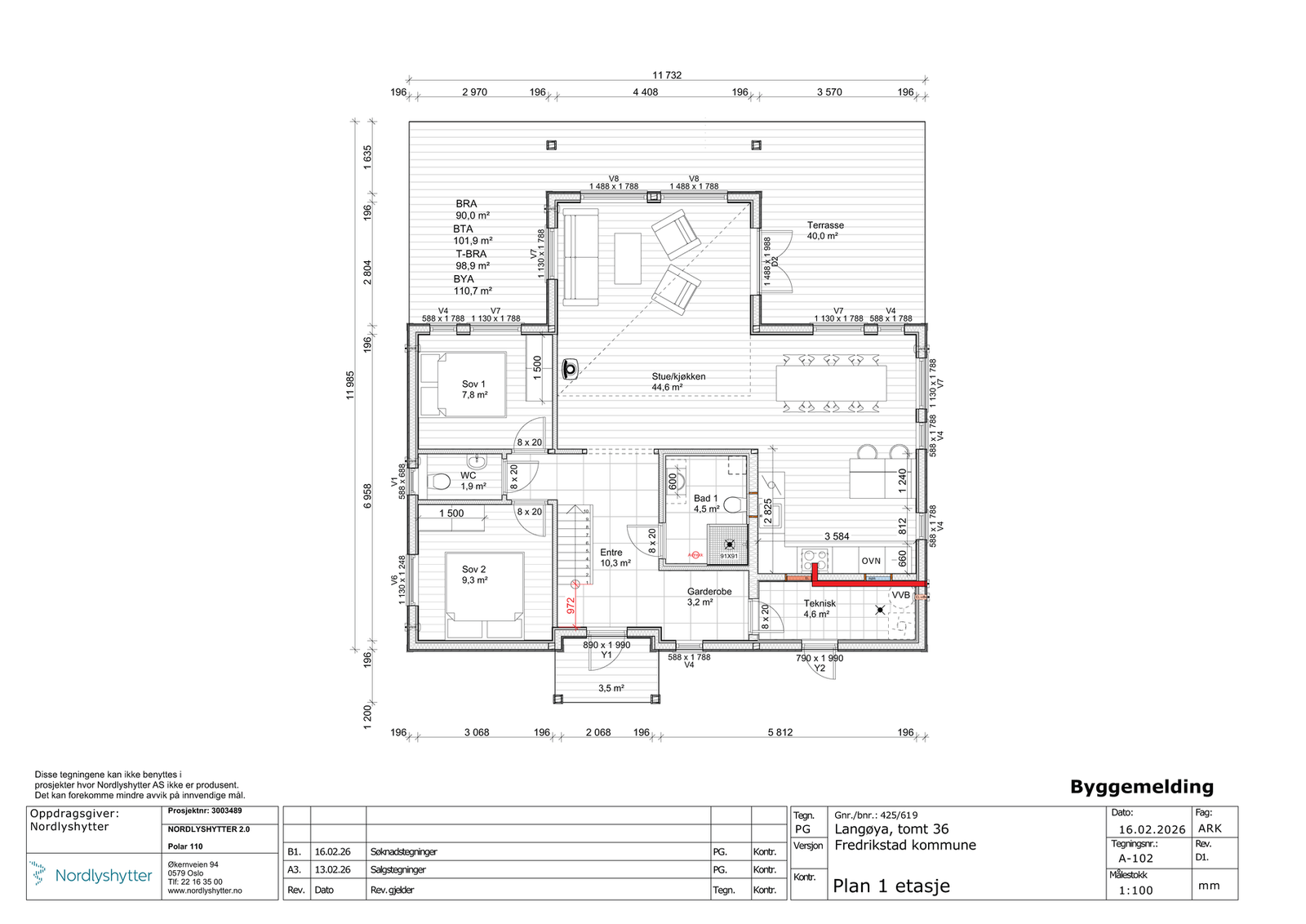 Plantegning hovedplan Polar 110 (tilpasset) Galleribilde