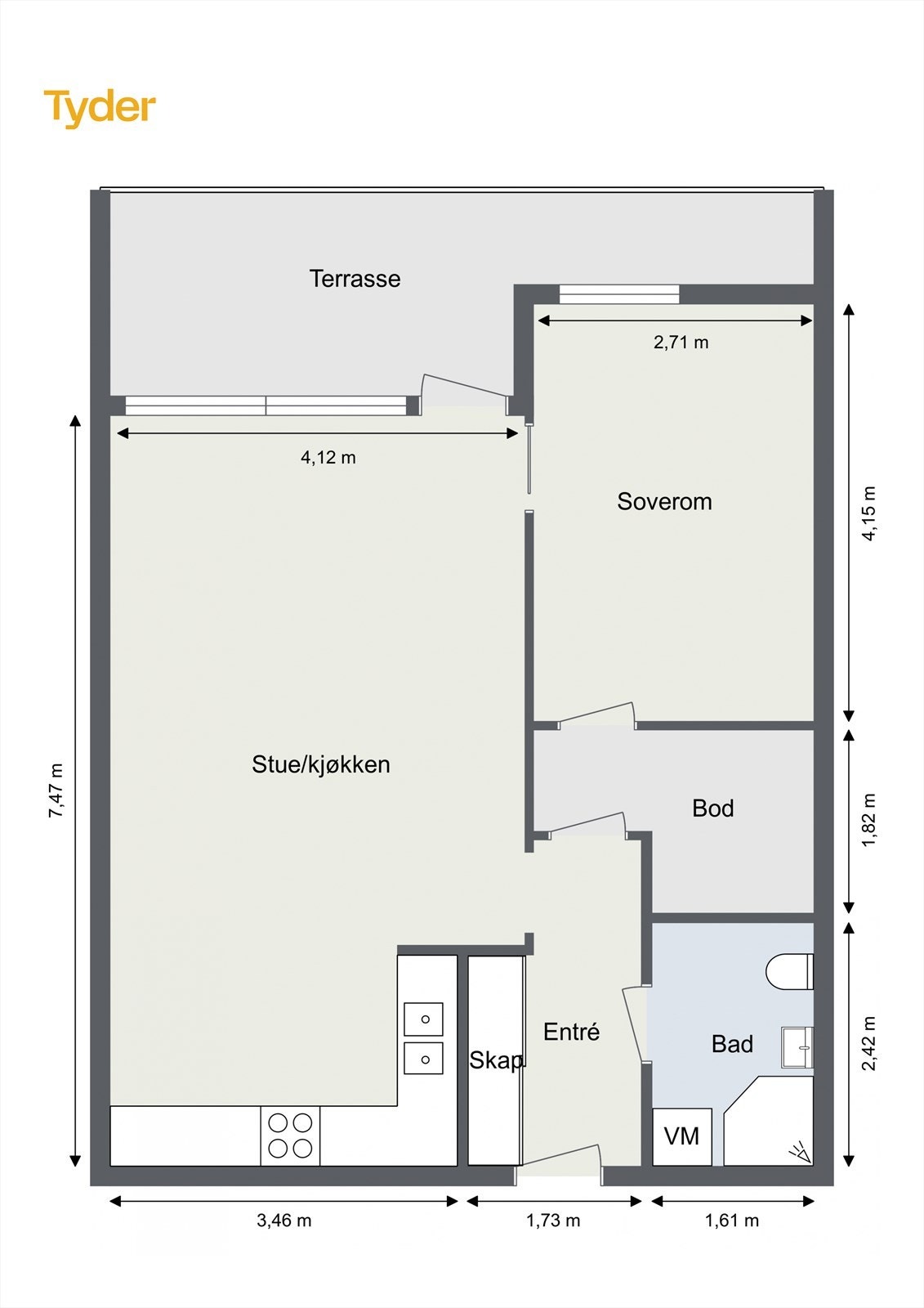 Plantegning Møllefaret 14 A Galleribilde