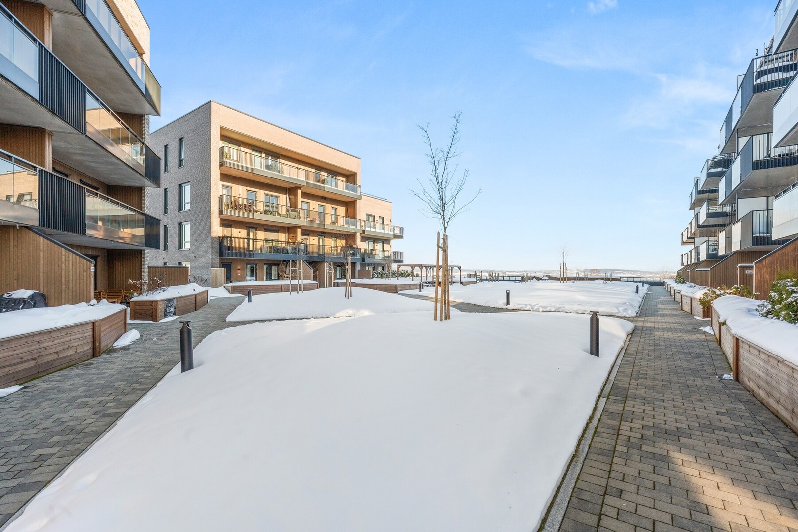 De interne veiene har varmekabler for snøsmelting. Galleribilde