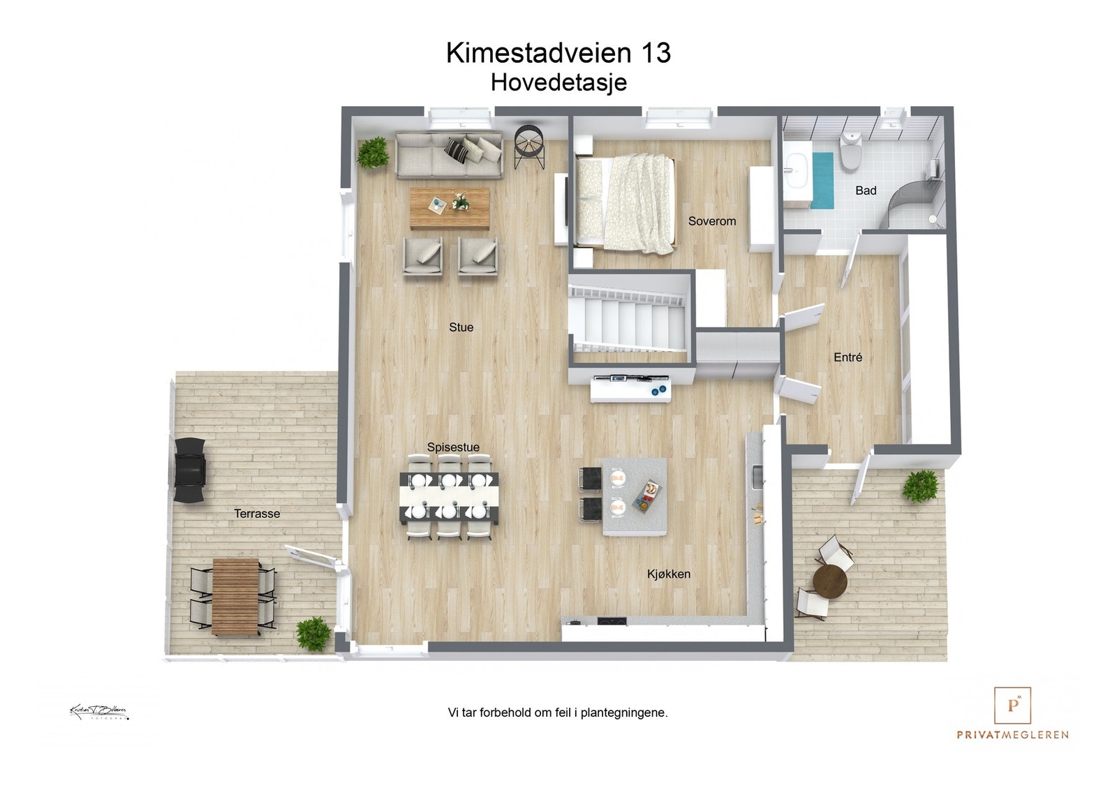 3 D plantegning hovedetasje Galleribilde