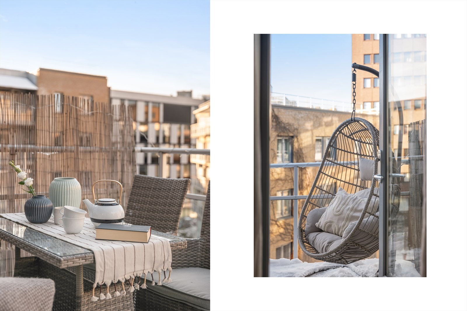 Balkongen er utstyrt med stikkontakt, så man kan montere belysning for sene, koselige sommerkvelder. Galleribilde