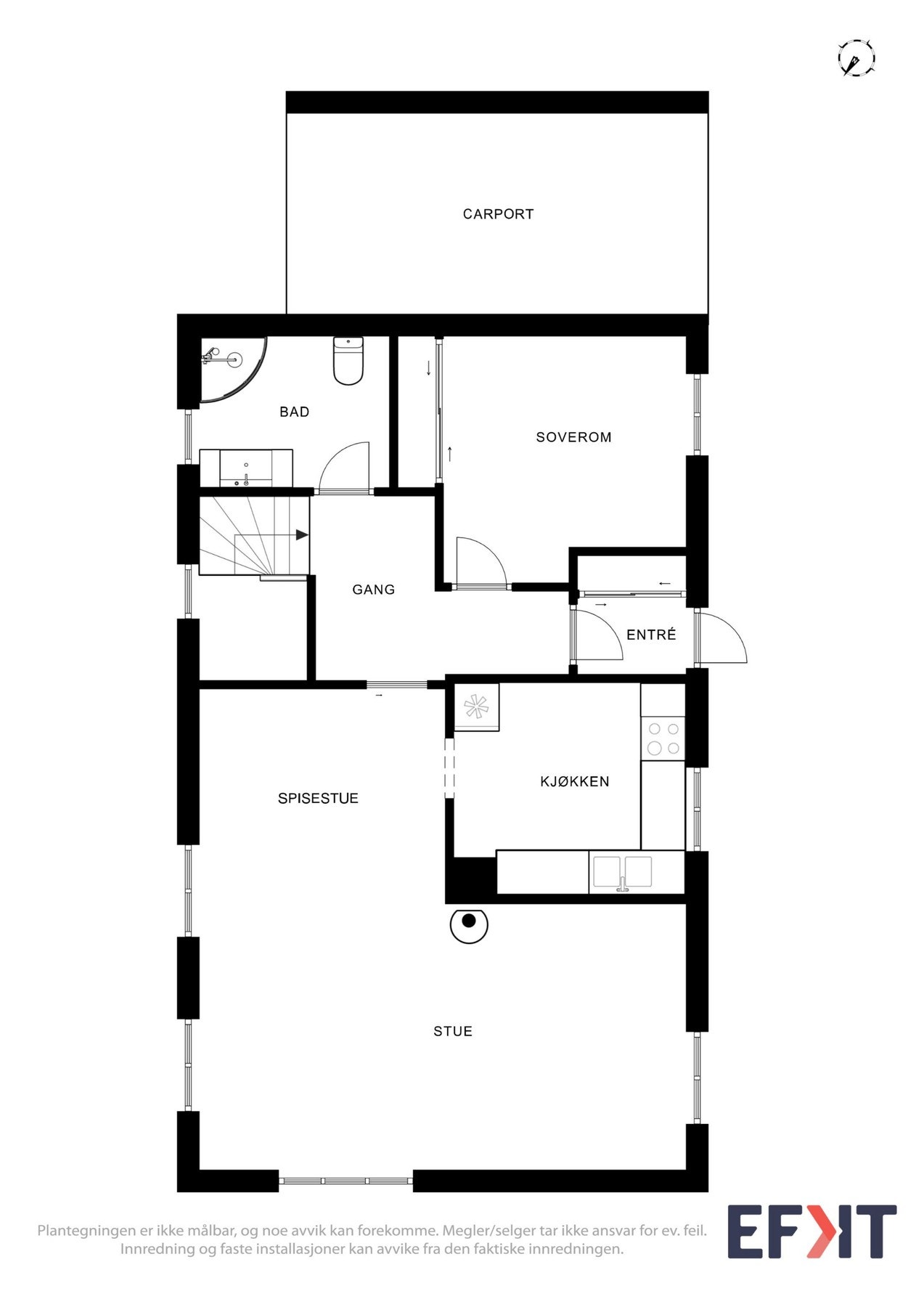 Plantegning av boligens 1. etasje. Galleribilde