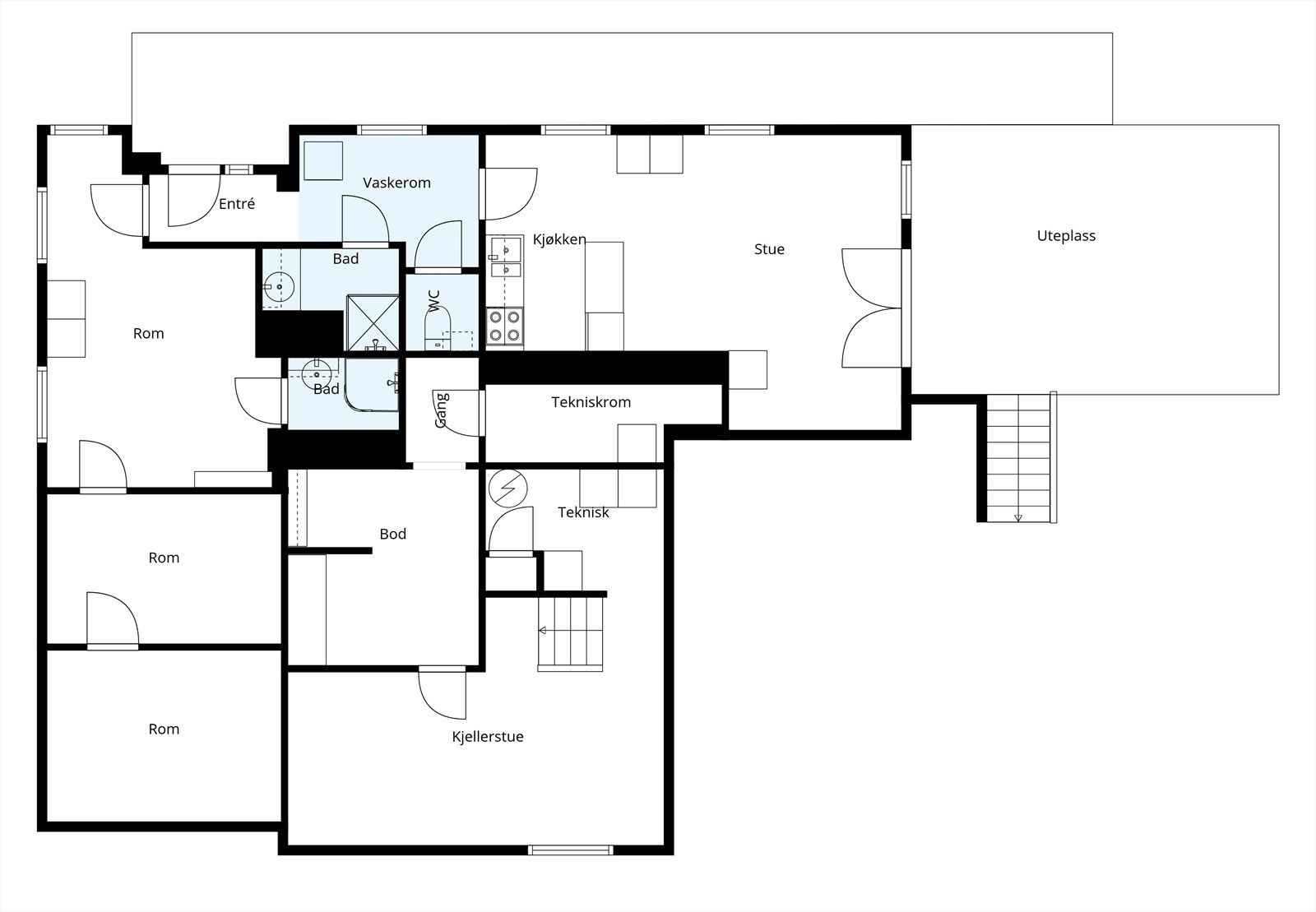 Plantegning kjelleretasjen. Galleribilde