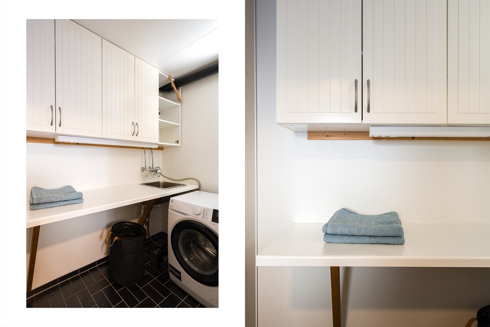 Fra entreen har du tilgang til eget vaskerom. Rommet er innredet med benk og oppbevaring i overbygd skap. Galleribilde