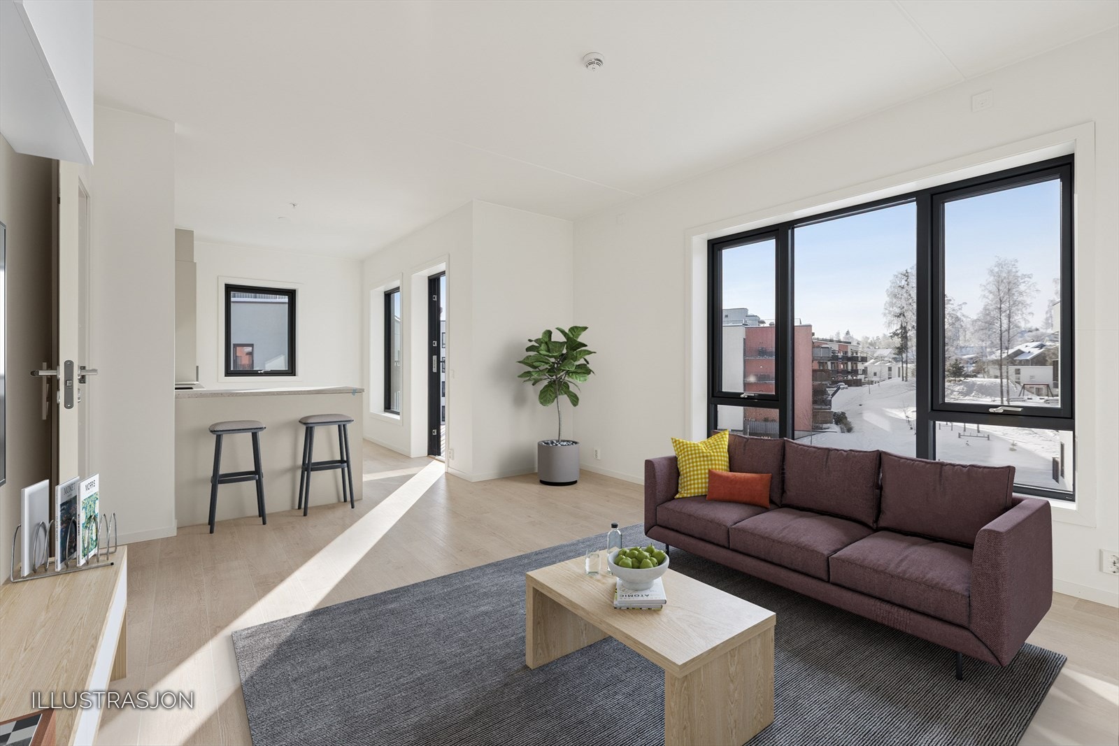 Stue og kjøkken. Galleribilde