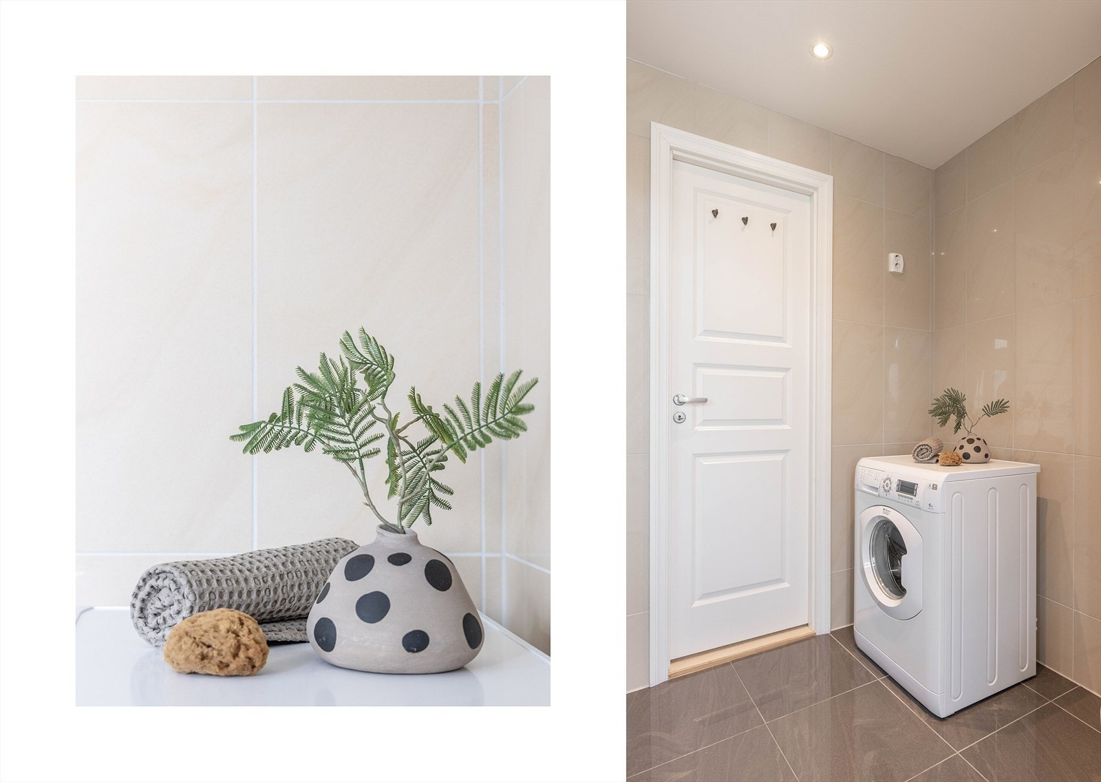 Det er selvsagt opplegg til vaskemaskin og plass til tørketrommel. Galleribilde