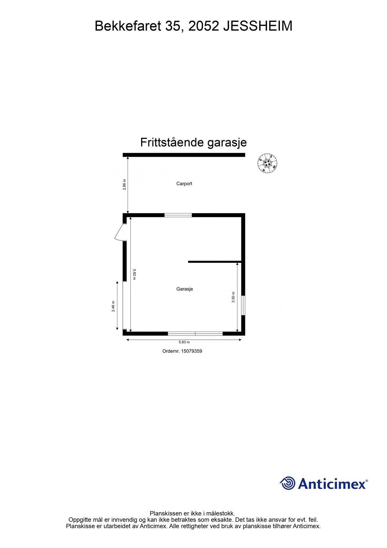 Frittstående garasje med tilleggende carport. Galleribilde