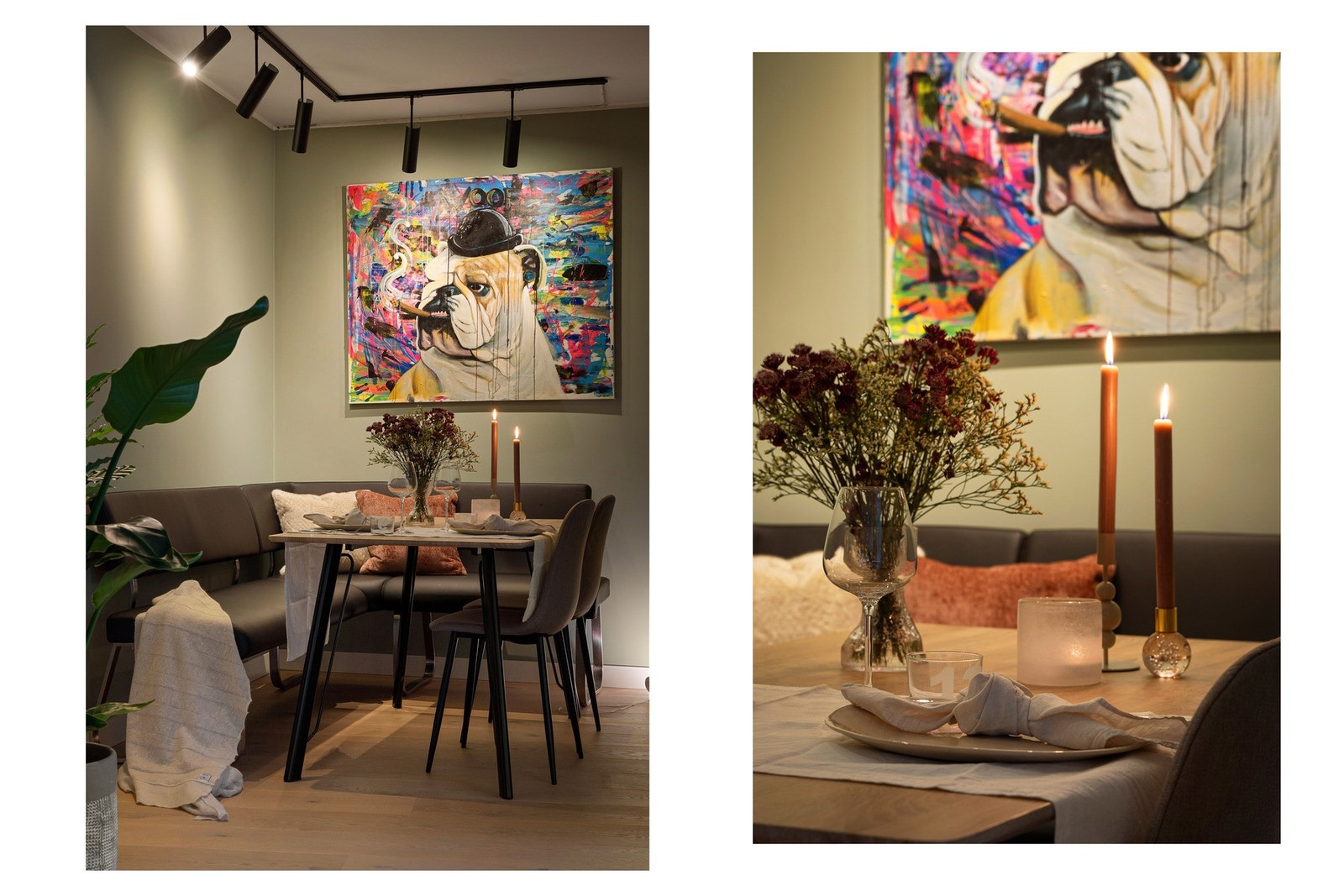 Som hjørneleilighet har boligen kun to tilstøtende naboer - én over og én vegg-til-vegg ved spisestuen. Galleribilde