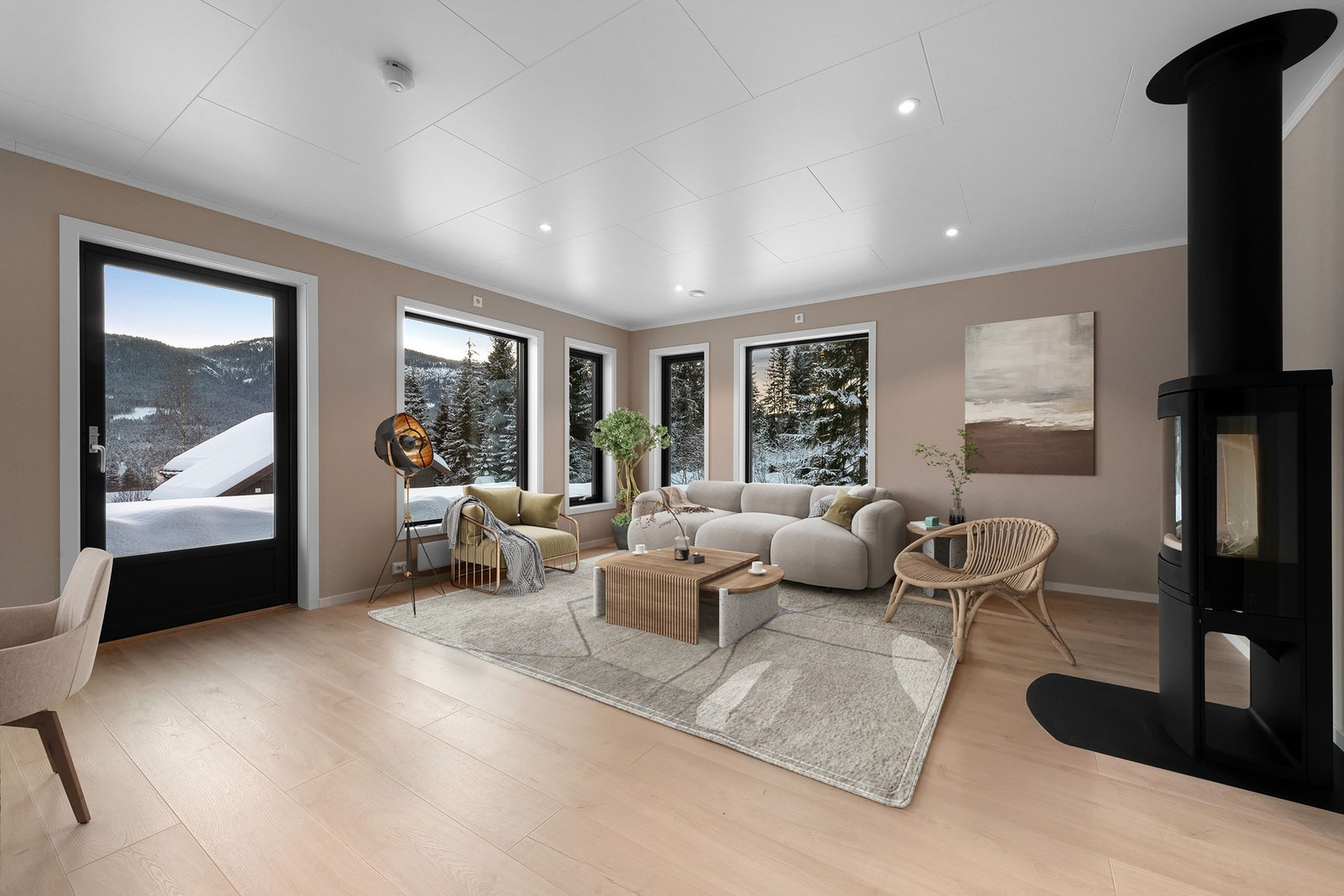 Boligen vil ha stue og kjøkken i åpen, sosial løsning. Bilder er ikke av selve boligen, kun ment som illustrasjon. Galleribilde