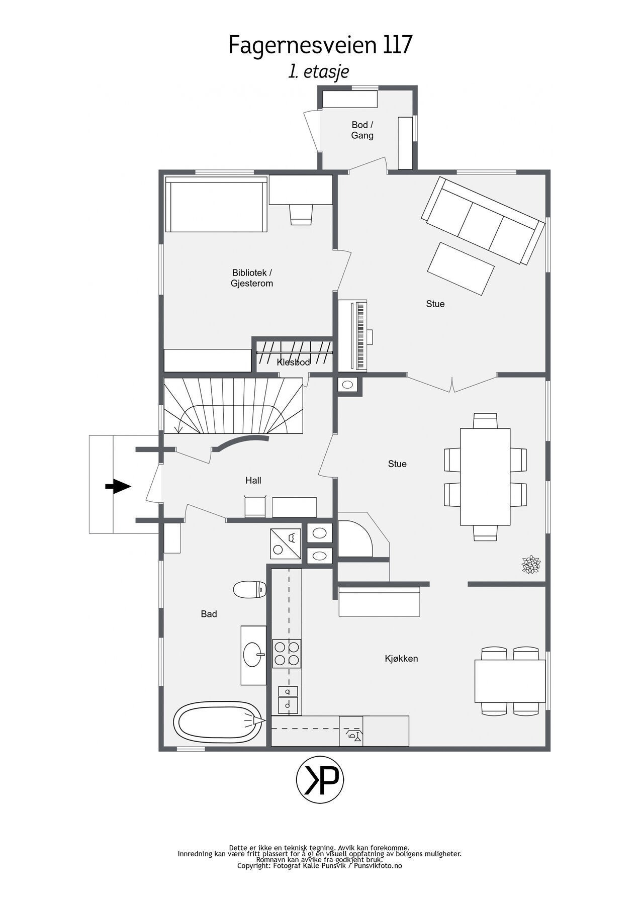 Plantegning 1. etasje Galleribilde