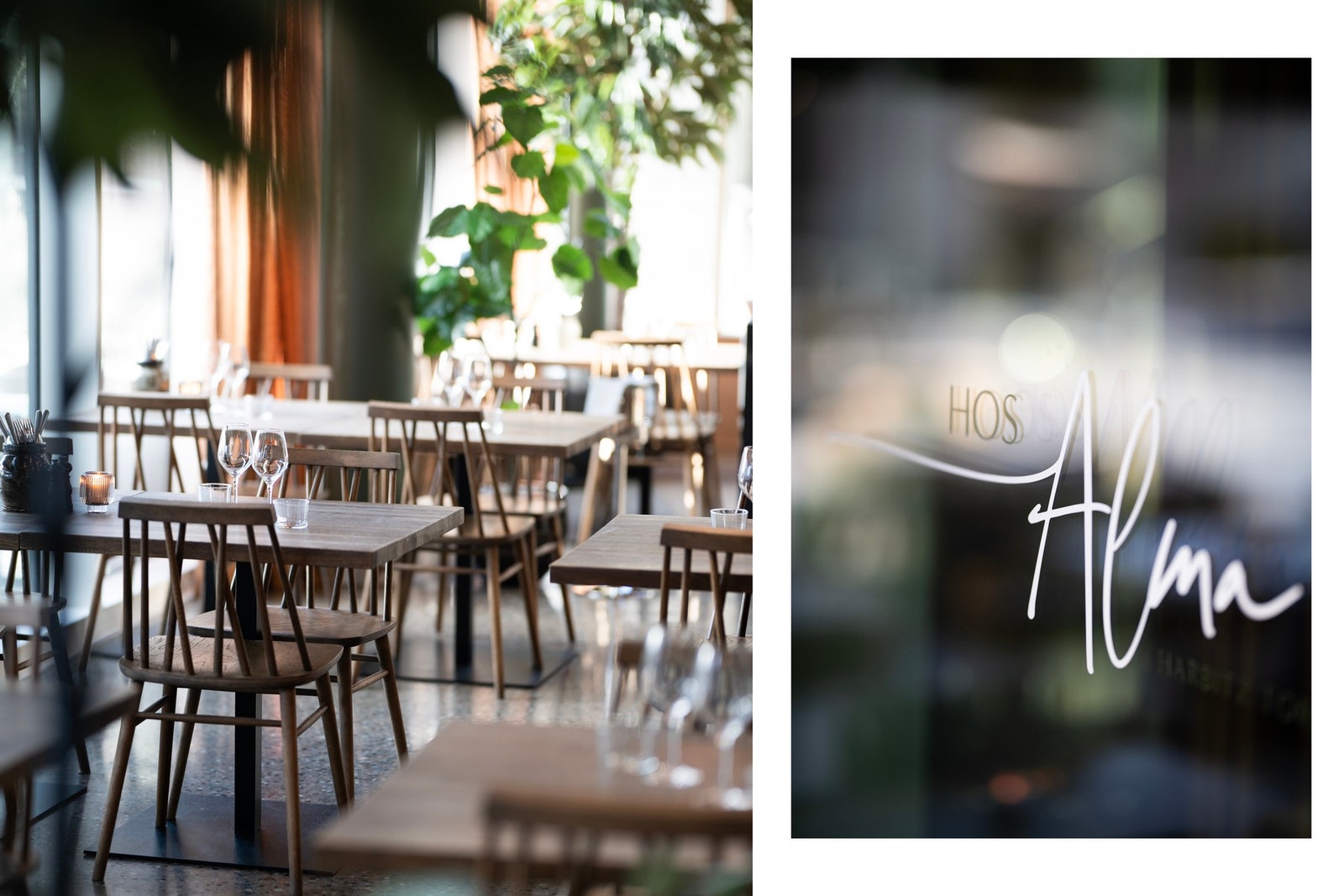 Nabolagsrestauranten Hos Alma er et populært møtested med sesongbasert meny og uformell atmosfære. Galleribilde