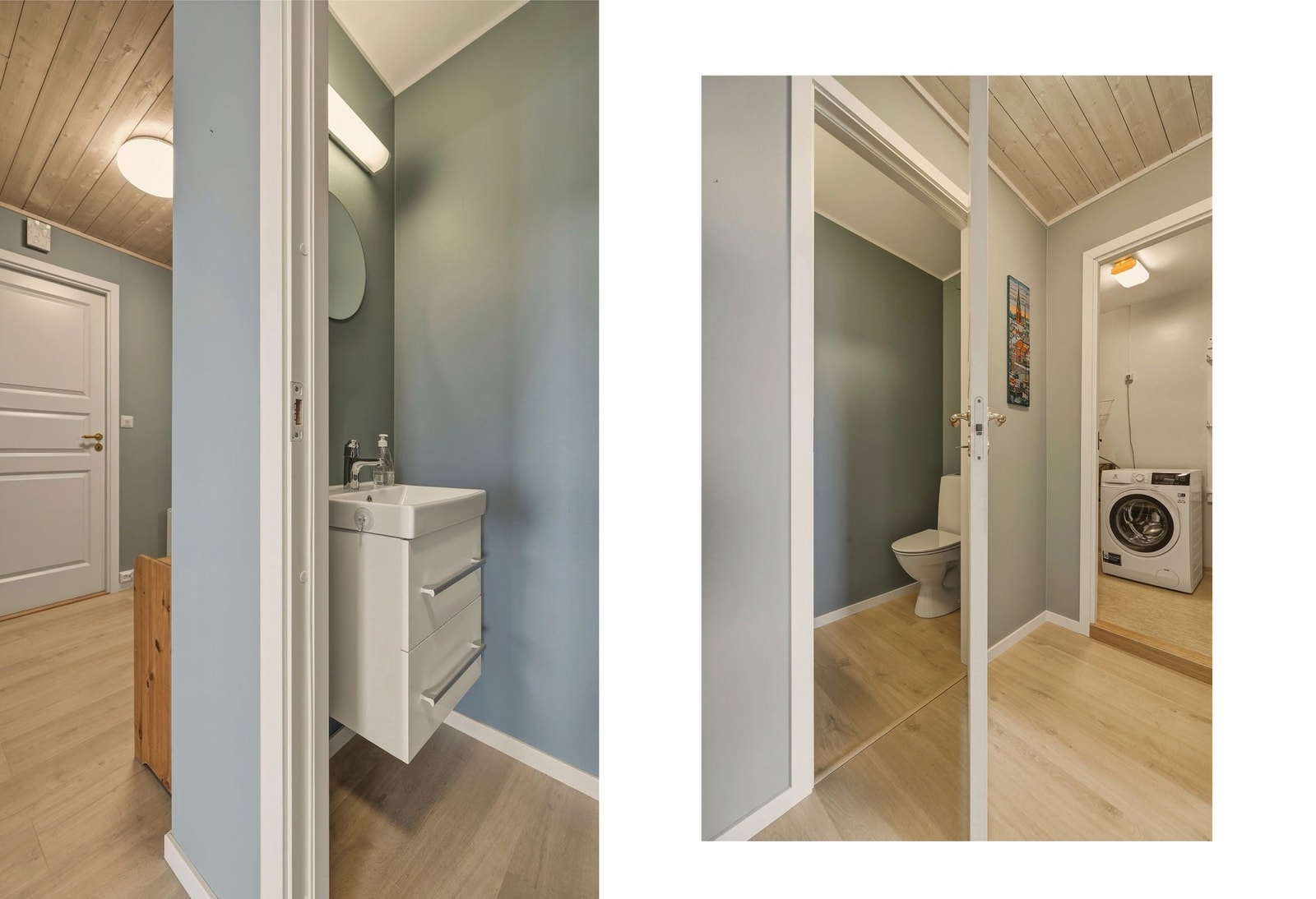 Inngang til et moderne gjestetoalett. Galleribilde