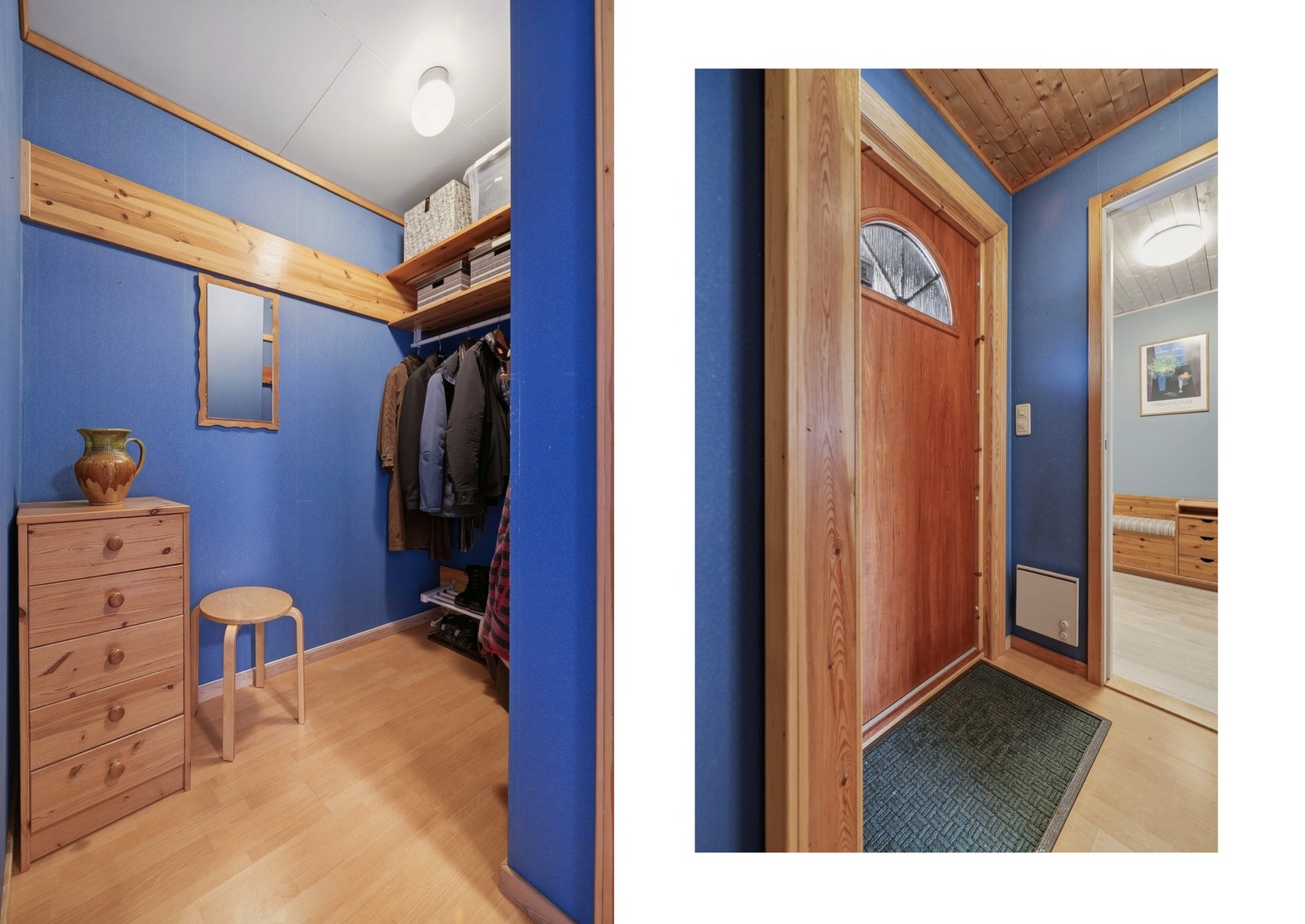 I gangen er det fin plass til oppheng av yttertøy og sko. Galleribilde