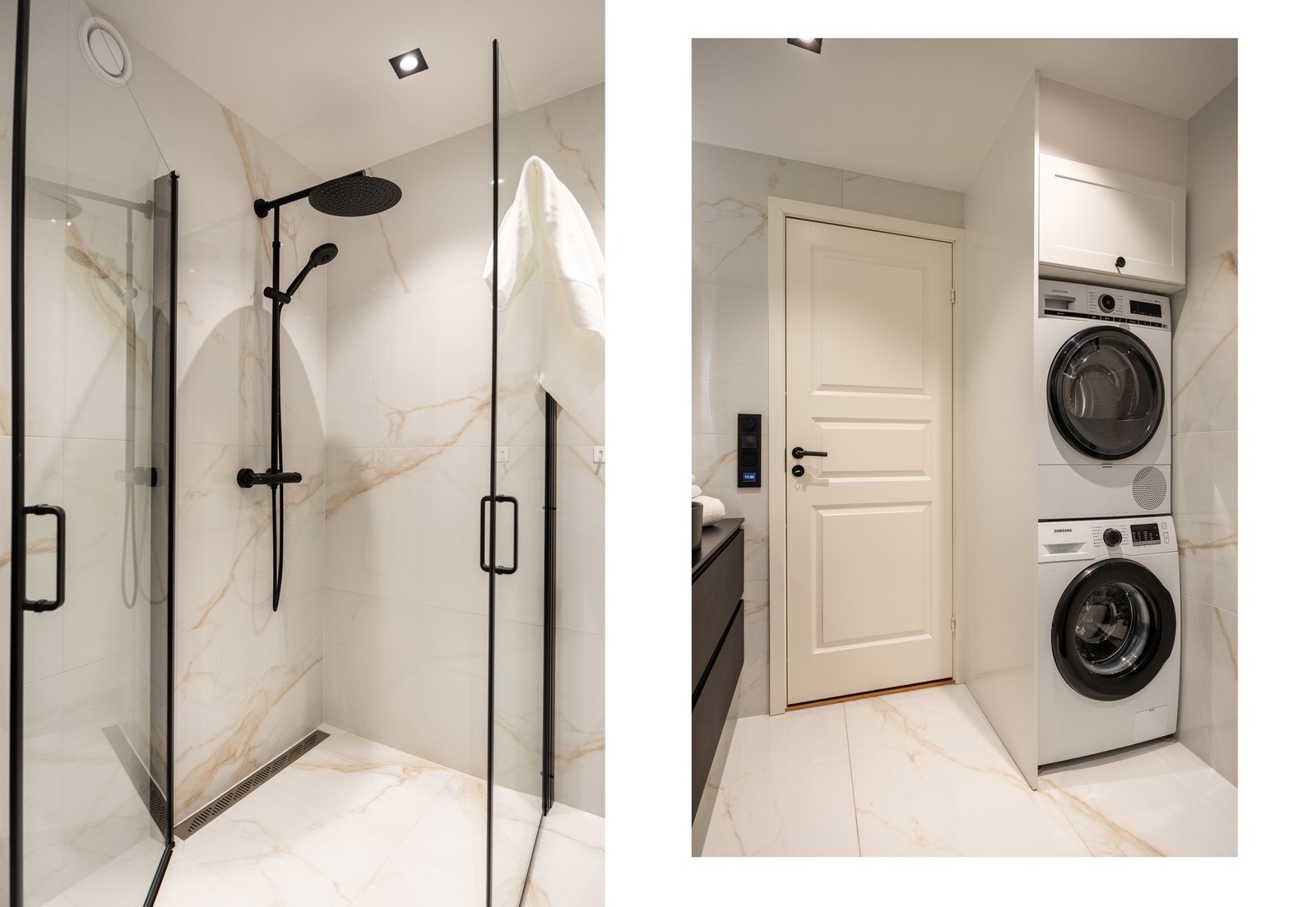 Badet har innebygd opplegg for både vaskemaskin og tørketrommel. Galleribilde