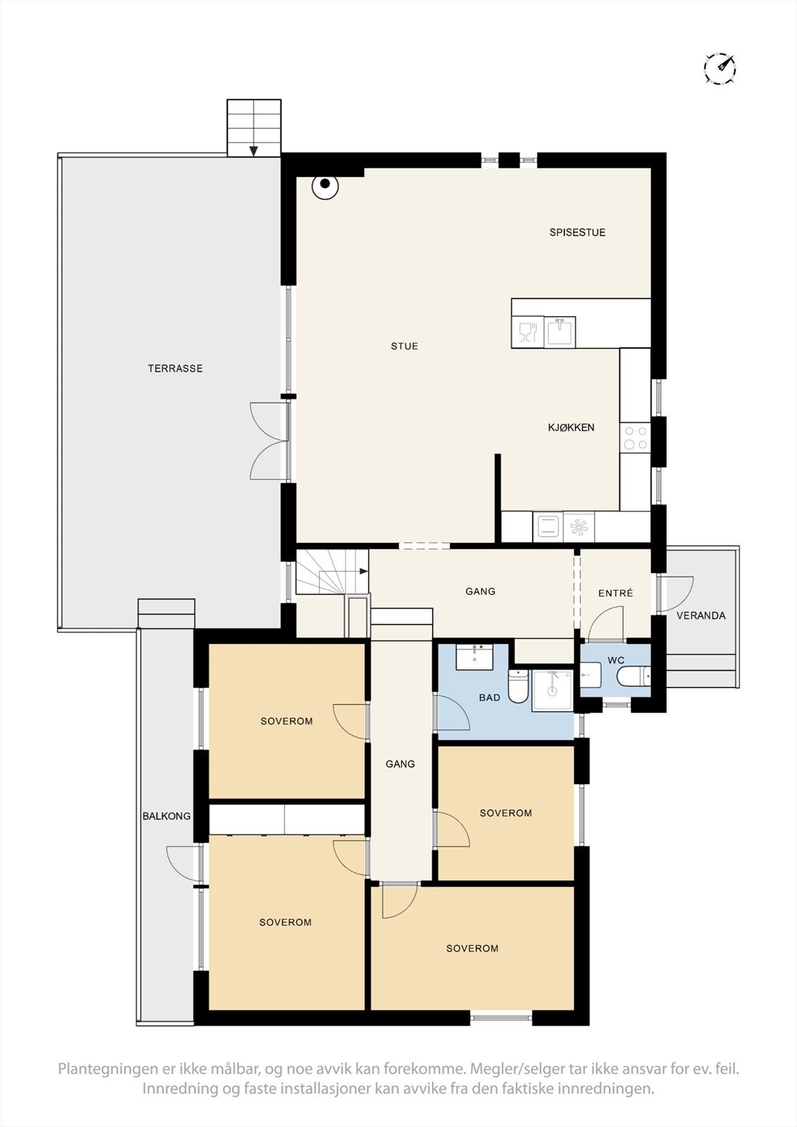1. etasje har en arealeffektiv planløsning med en sosial, åpen sone og en privat soveromsavdeling. Galleribilde