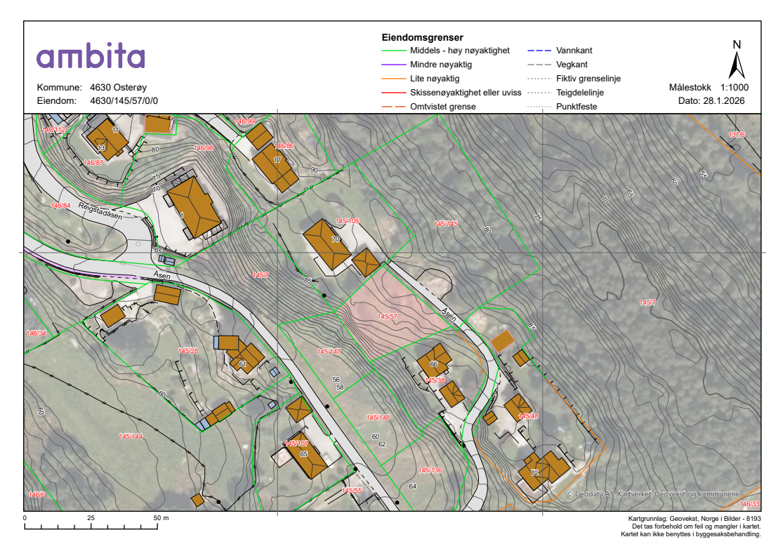 Eiendomskart med grenser. Galleribilde