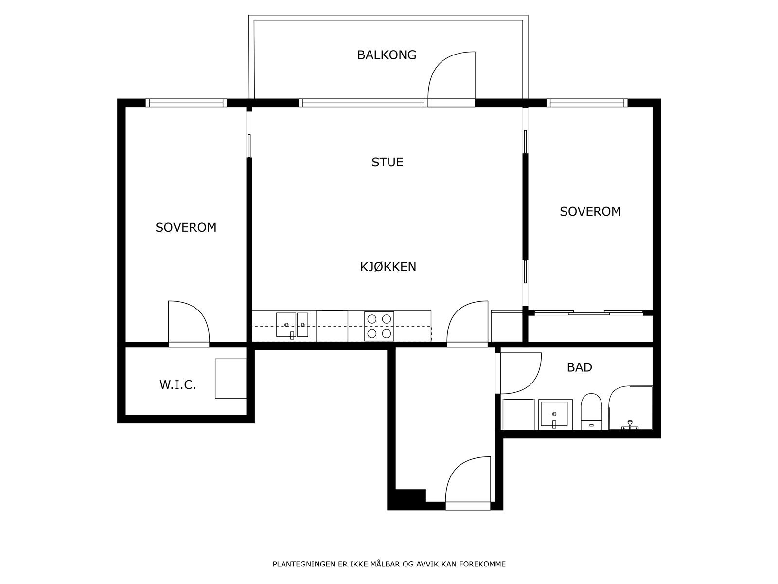 Plantegning - 3-roms leilighet med en god planløsning Galleribilde