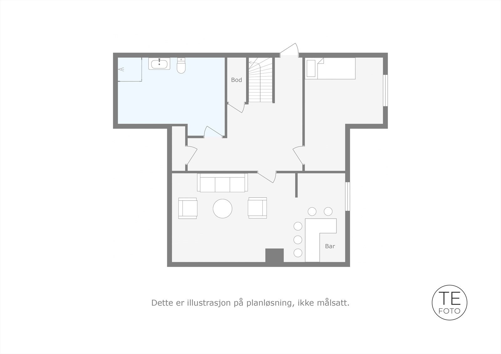 Plantegning kjeller. Galleribilde