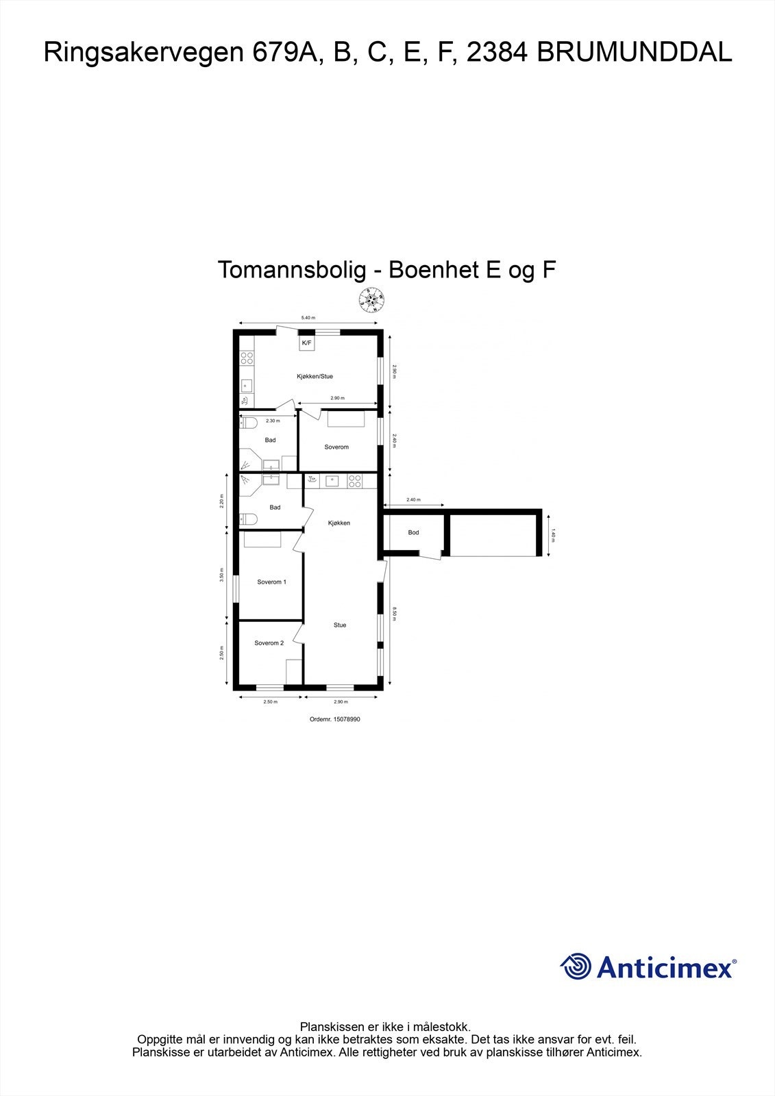 Plantegning-Tomannsbolig - Boenhet E og F Galleribilde