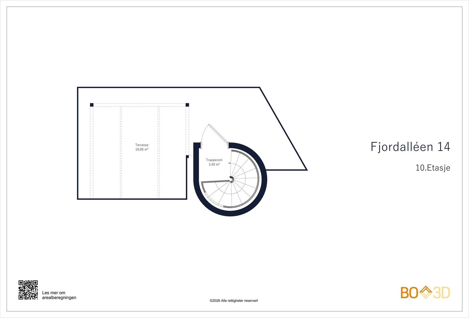 10.etg. inneholder trapperom med utgang til privat takterrasse. Galleribilde
