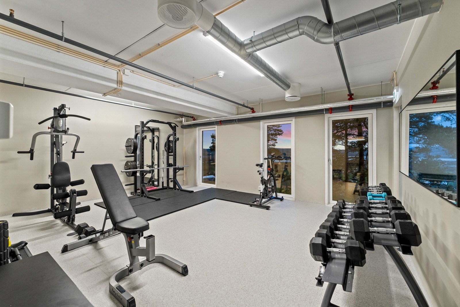 Spar pengene og reiseveien med treningsrom i bygget. Galleribilde