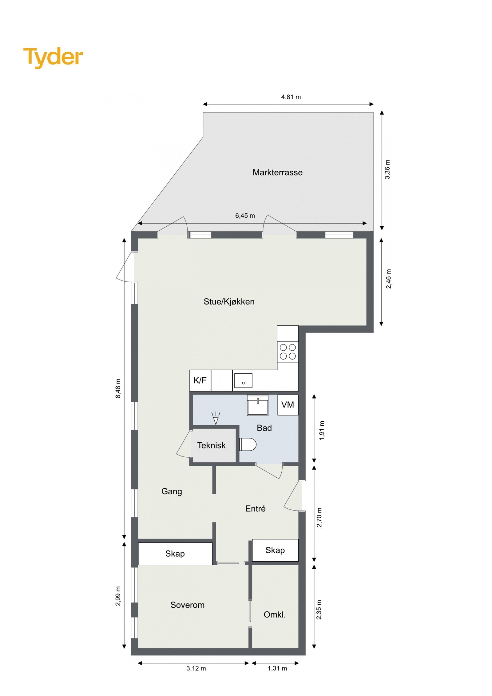 Plantegning 1. etasje Galleribilde