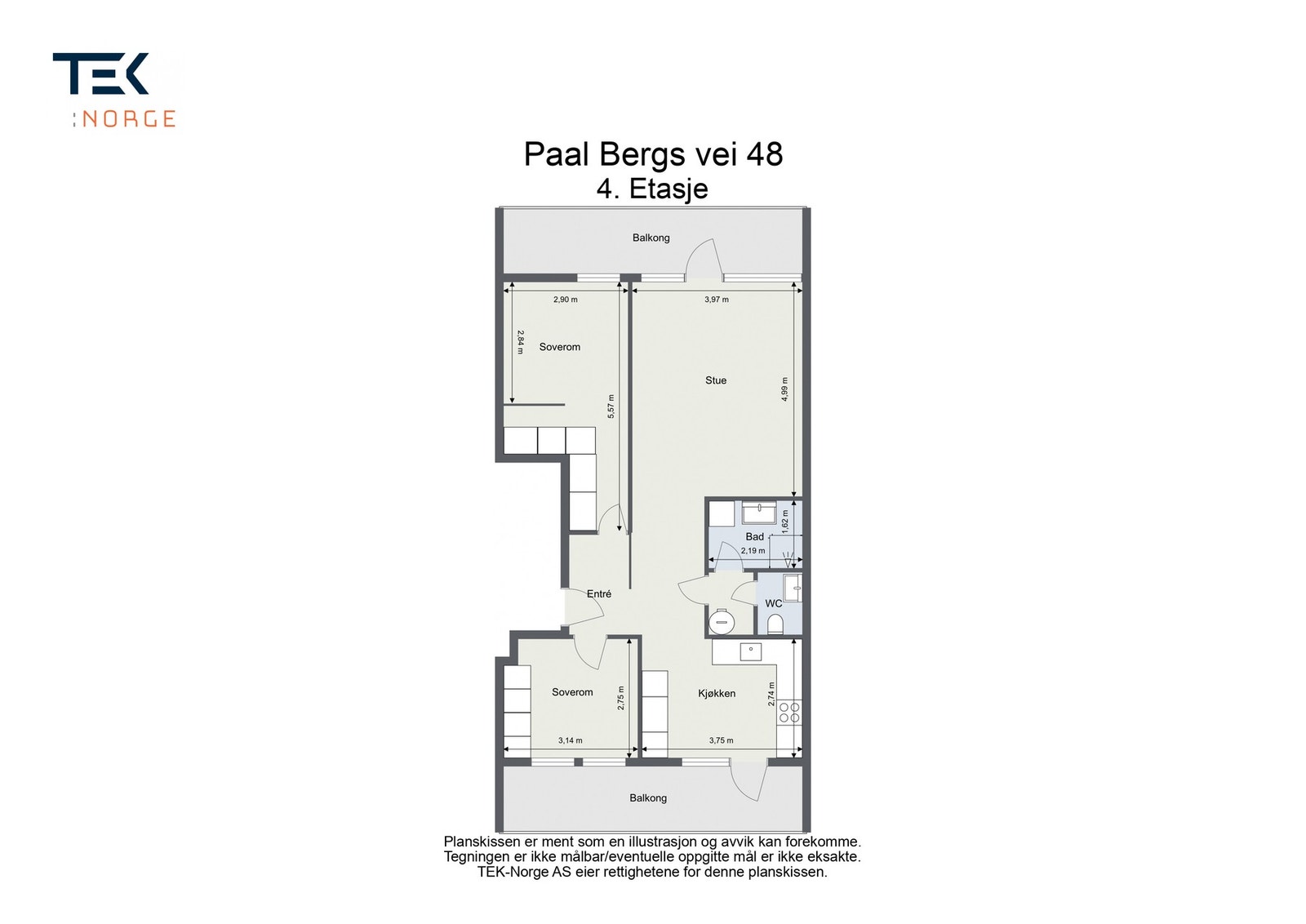 Plantegning Paal Bergs vei 48, 4. etasje Galleribilde