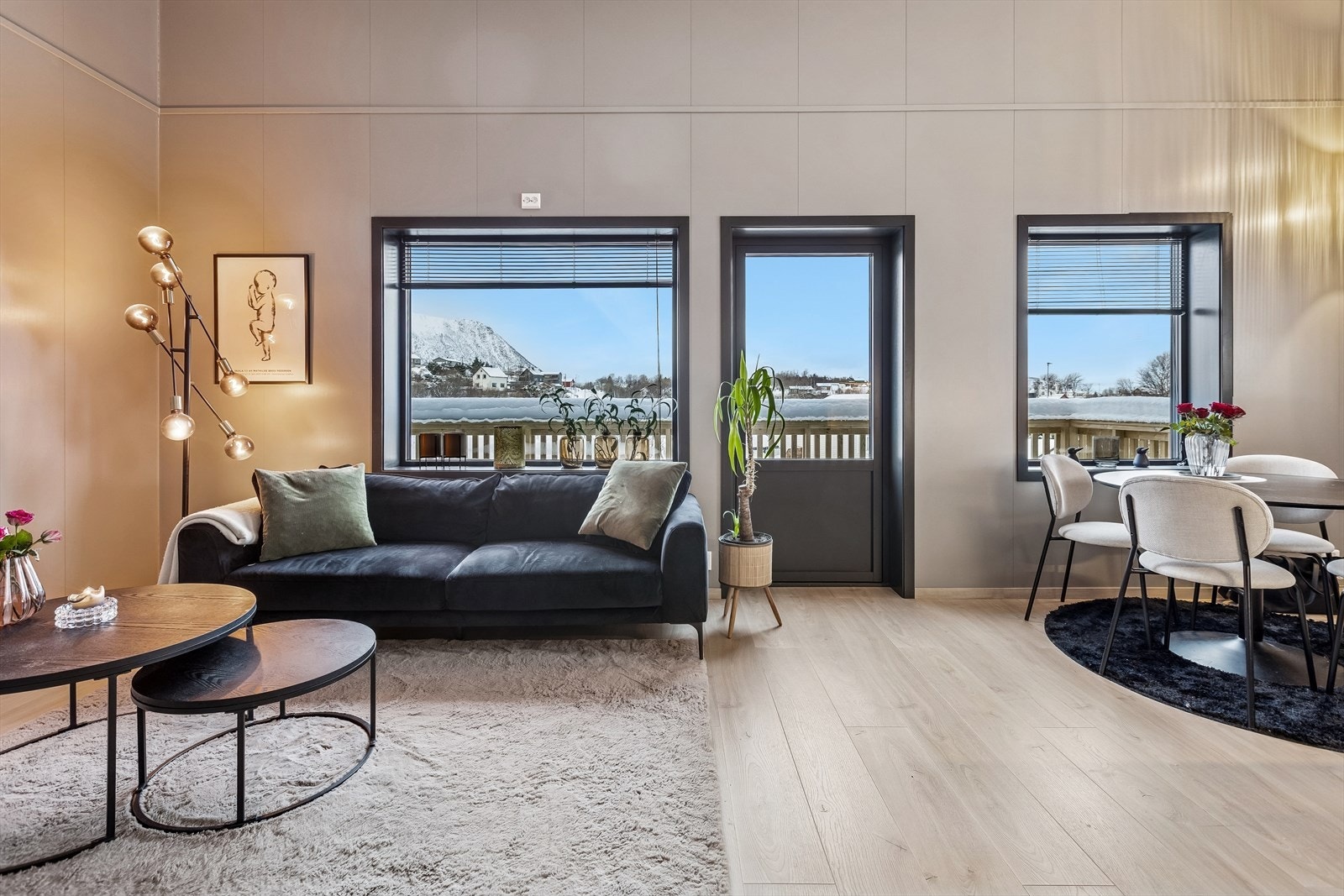 Luftig stue med utgang til balkong. Galleribilde