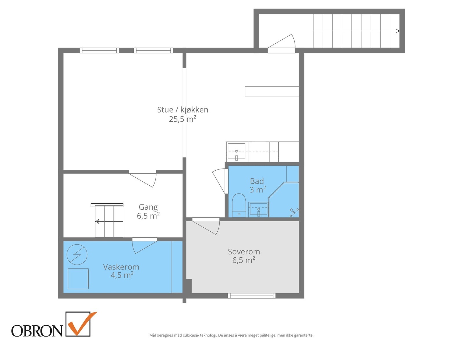 Plantegning kjeller. Disp rom (brukes i dag som kjøkken og soverom, se andre relevante opplysninger) Galleribilde