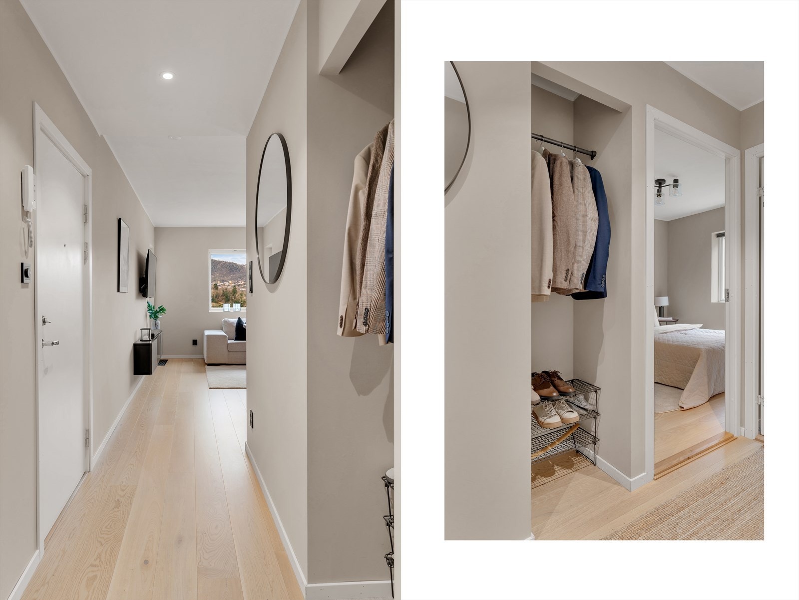 - Praktisk innhuk med plass til oppheng av yttertøy - Galleribilde