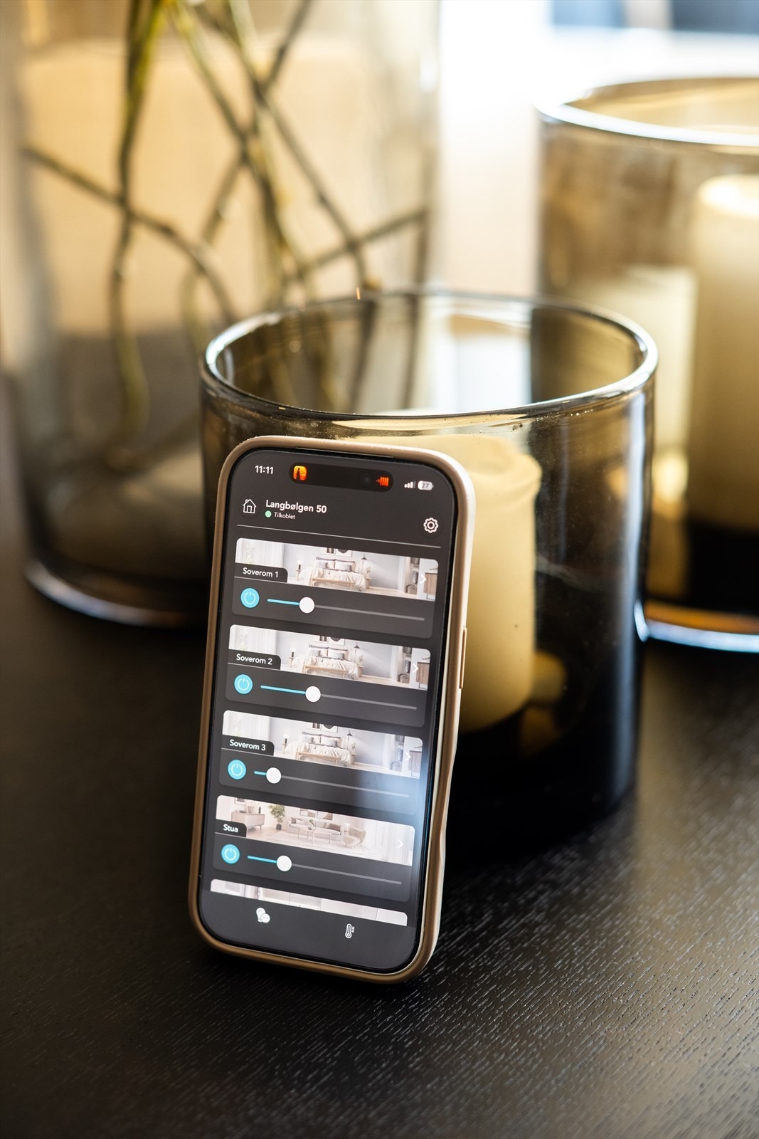 App-styring gir full kontroll over boligens funksjoner, selv når du ikke er hjemme. Galleribilde
