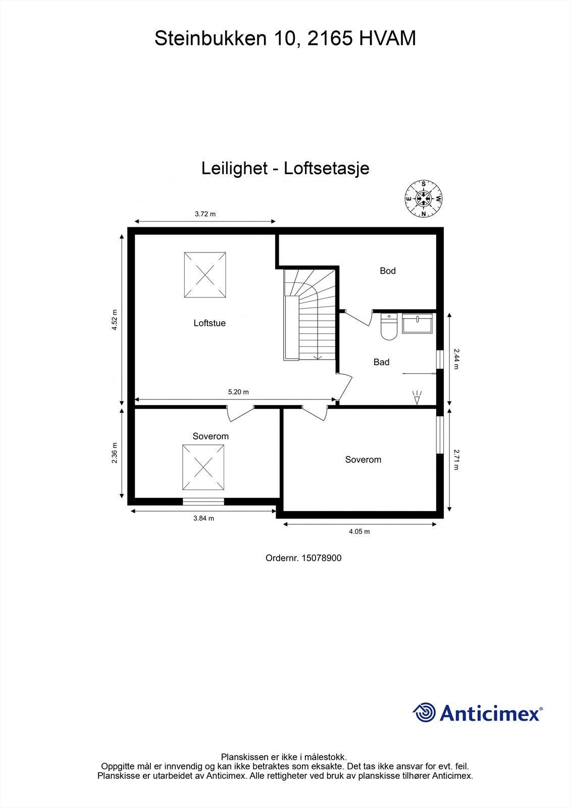 Plantegning - Loftsetasje. Galleribilde