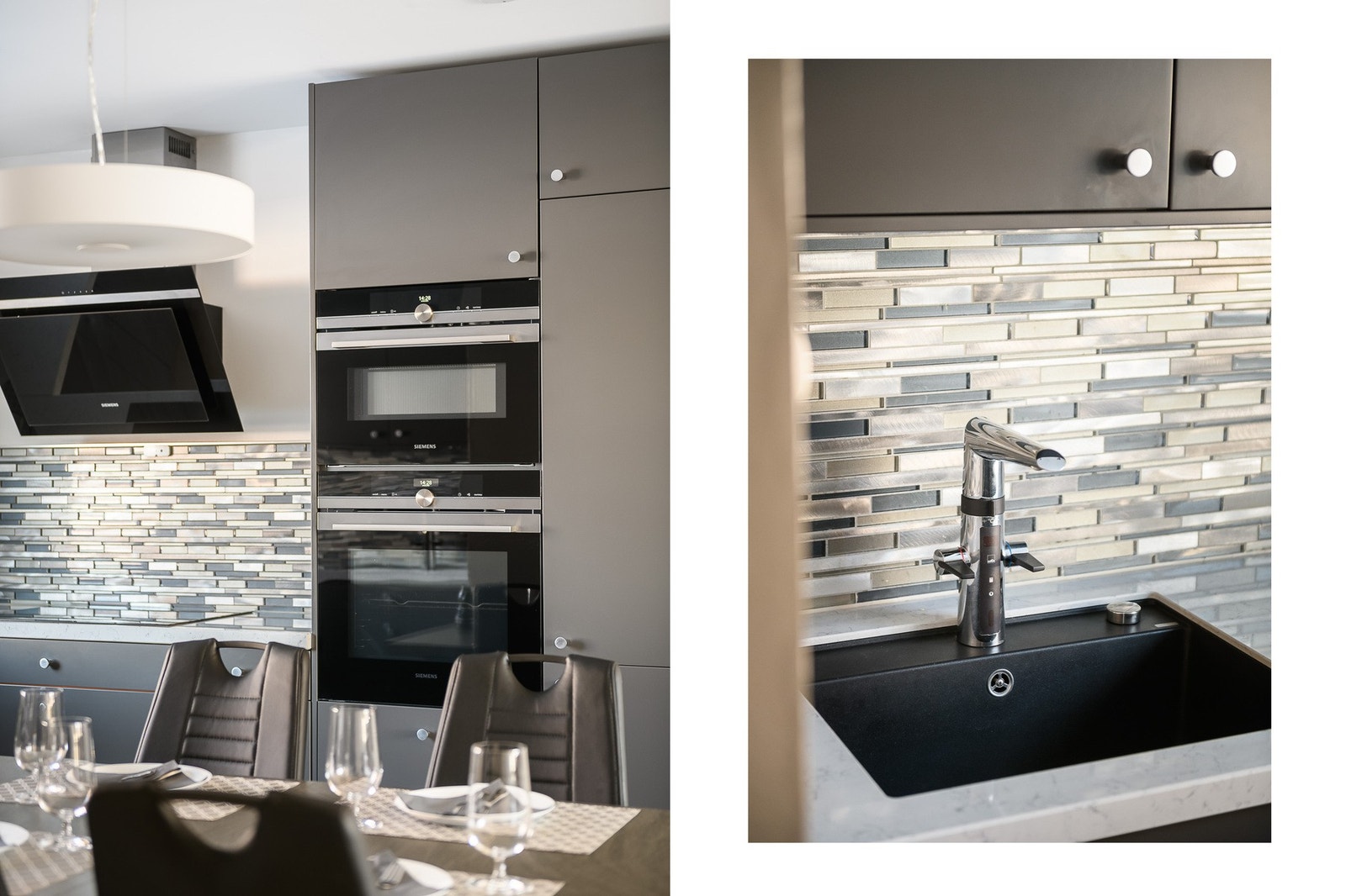 Gjennomtenkte detaljer som motoriserte skuffer med belysning og integrert Kombinasjonsovn med mikrobølger funksjon. Galleribilde