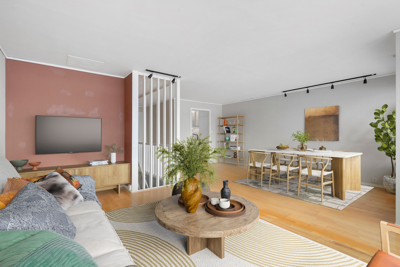 Stuen gir flere møbleringsmuligheter (Foto er stylet digitalt) Galleribilde