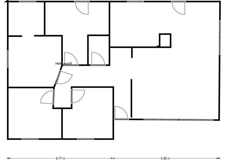 Planløsning etter renovering. målene er ikke korrekt så kun for oversikten sin del. Galleribilde
