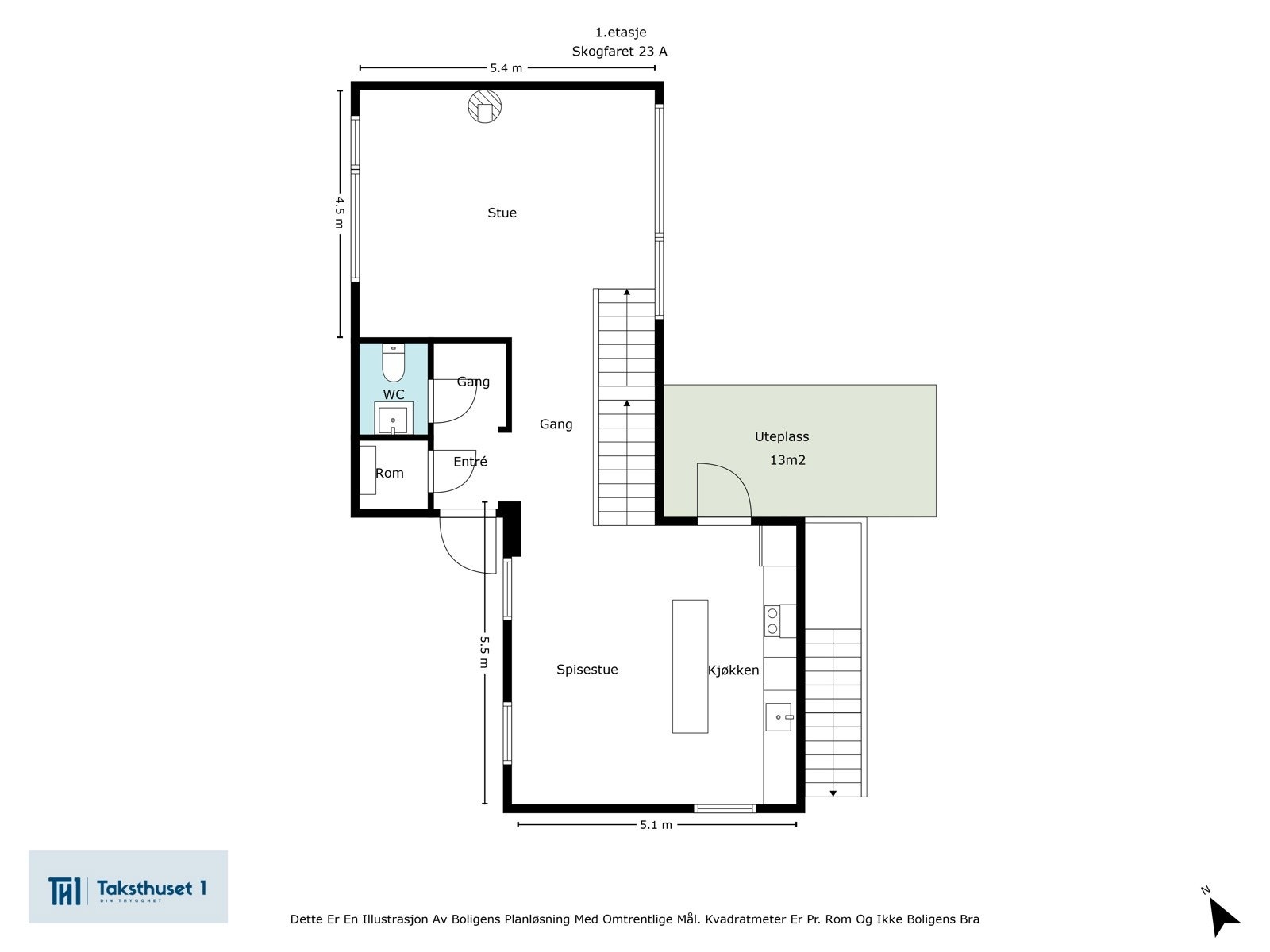 Plantegning 1. etasje Galleribilde