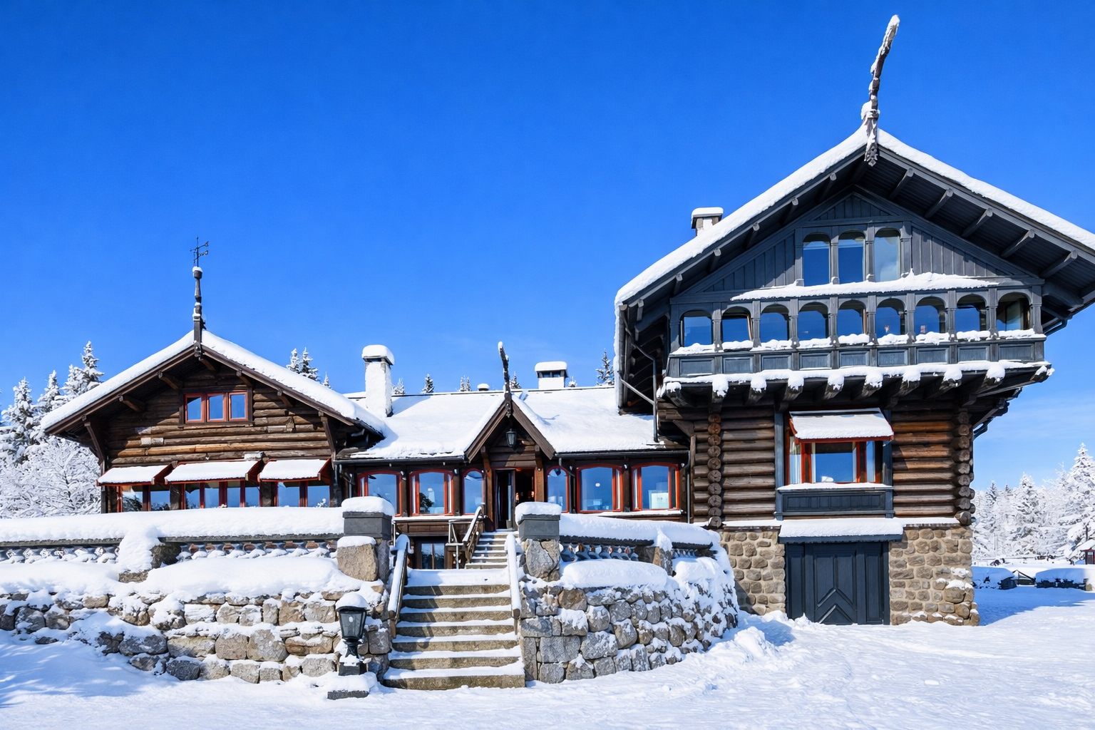 I området finnes det hyggelige serveringssteder som Frognerseteren Restaurant, Holmenkollen Restaurant, Lysebu og Soria Moria Galleribilde