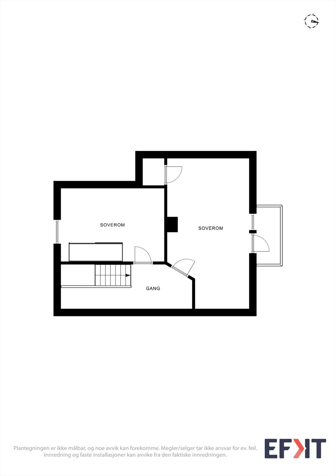 Andre etasje inneholder to soverom, gang/trapperom, bod og to kott, som gir rikelig med plass og lagringsmuligheter. Galleribilde