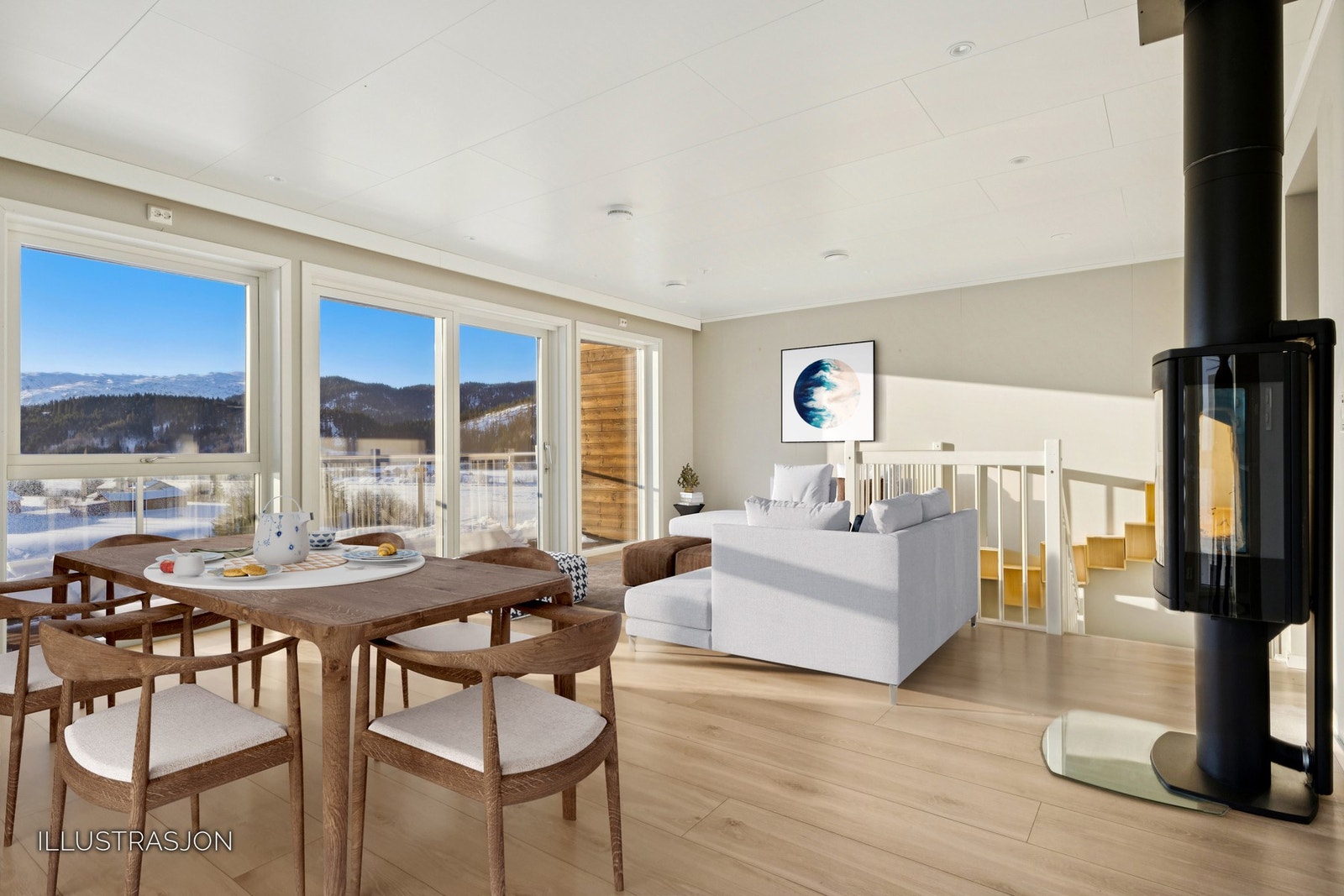 Peisovnen er sentralt plassert og kan nytes fra både stue og spisestue. Galleribilde