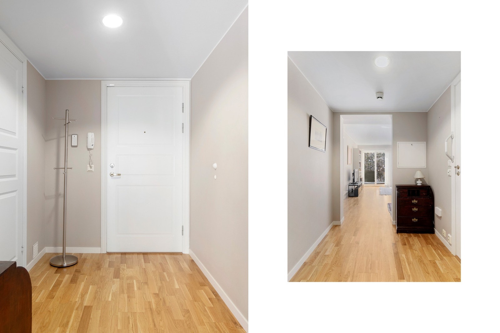 Romslig hall/entre med porttelefon. Galleribilde