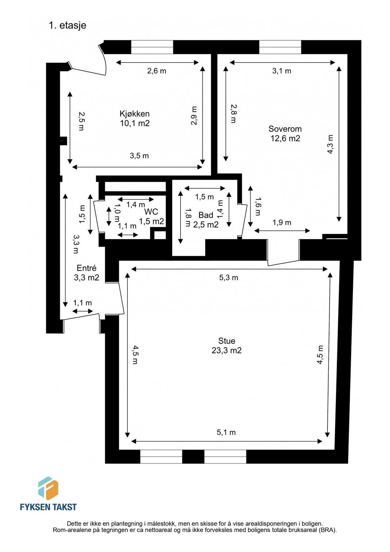 Målsatt plantegning. Galleribilde