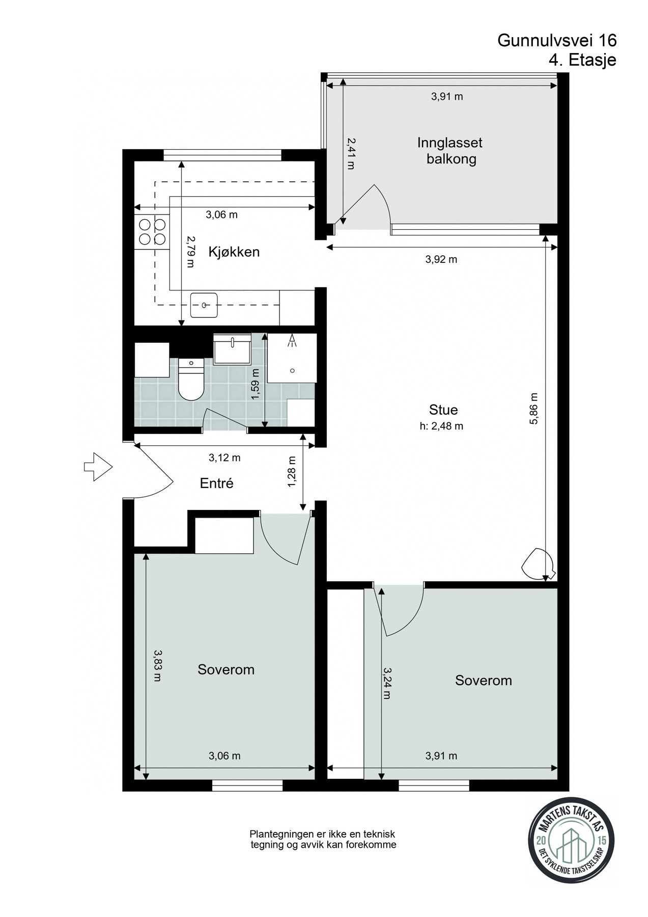 Leiligheten er gjennomgående og er 69 kvadratmeter Galleribilde