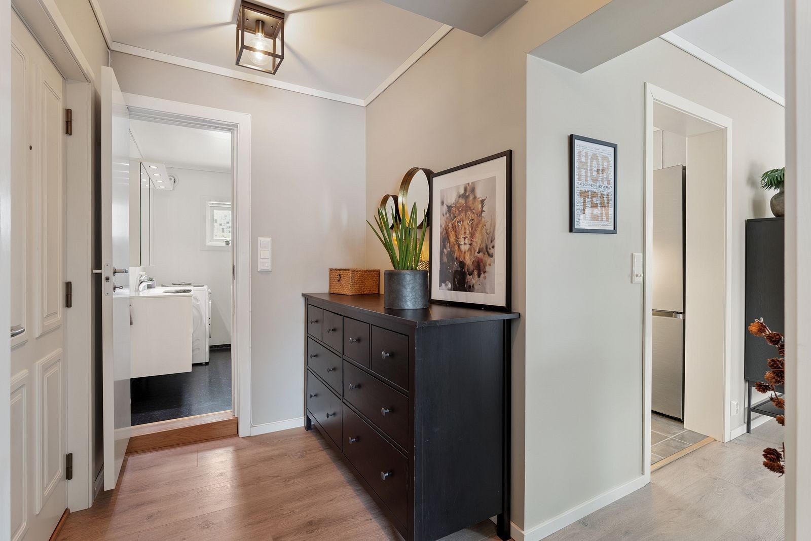 Romslig entré med god plass til oppbevaringsmøbler. Galleribilde