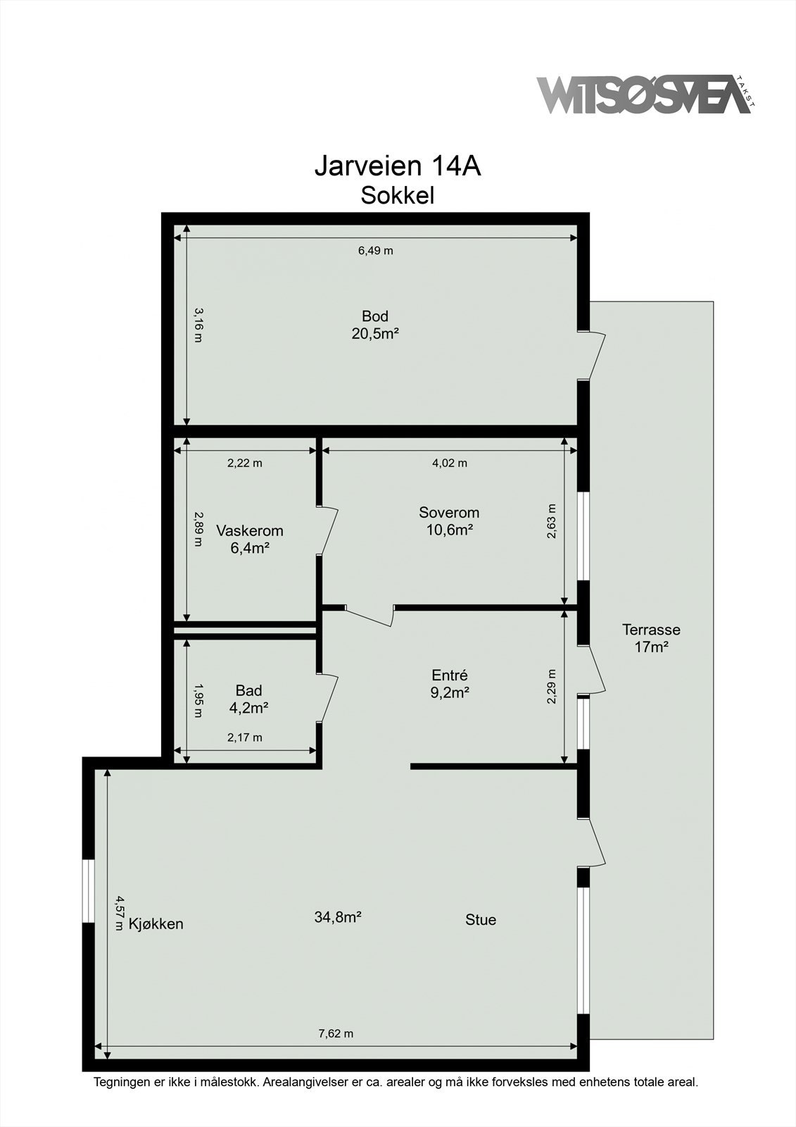 Planskisse sokkeletasje. Den store boden tilhører hoveddel. Galleribilde