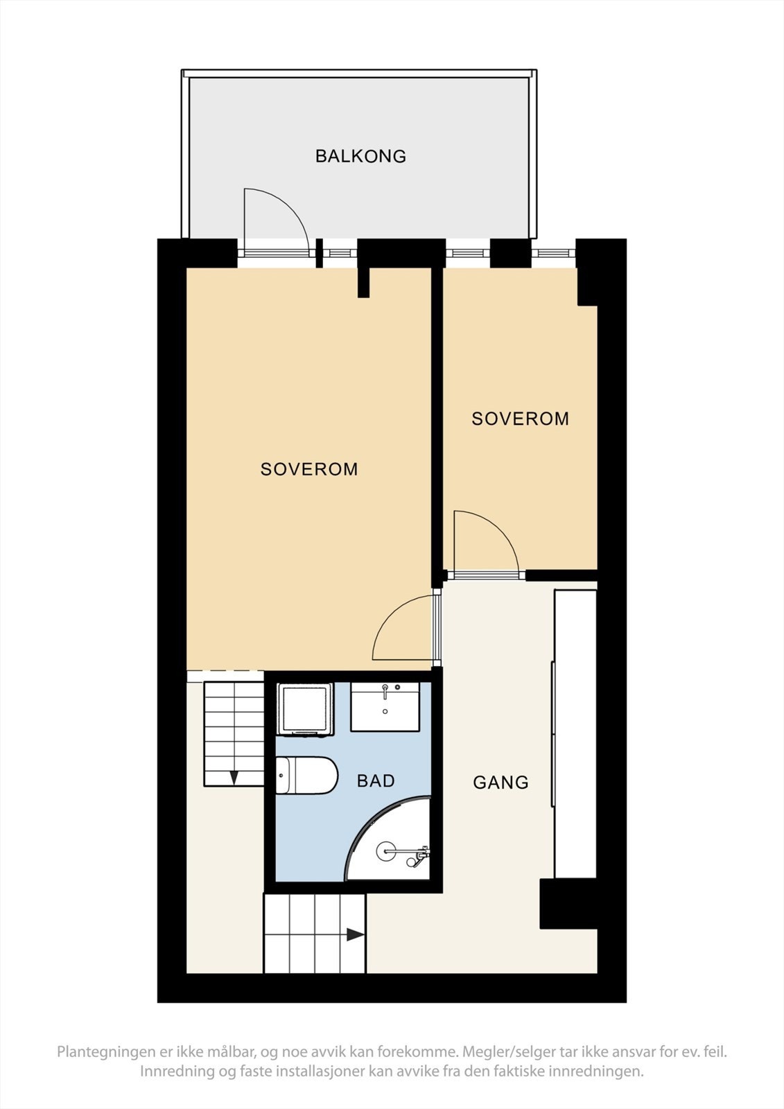 Plantegning 2. etasje. Her er det to gode soverom hvorav det ene har praktisk hems. Galleribilde