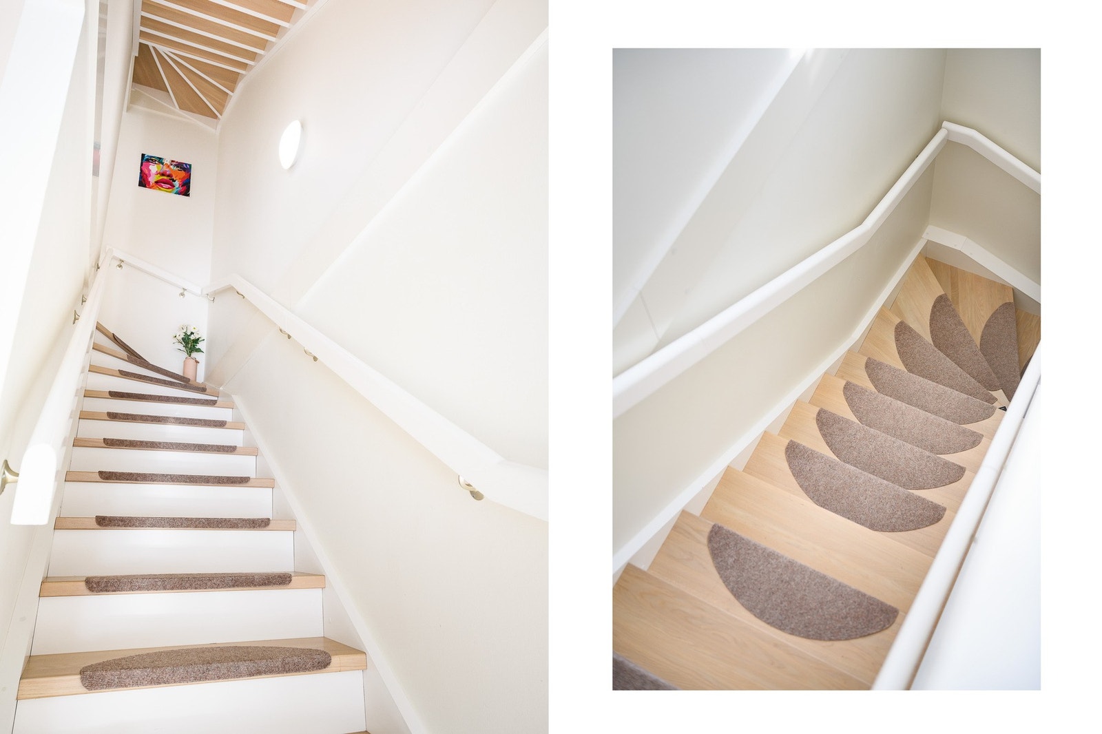 Trappene mellom etasjene har gylne heltretrinn. Galleribilde